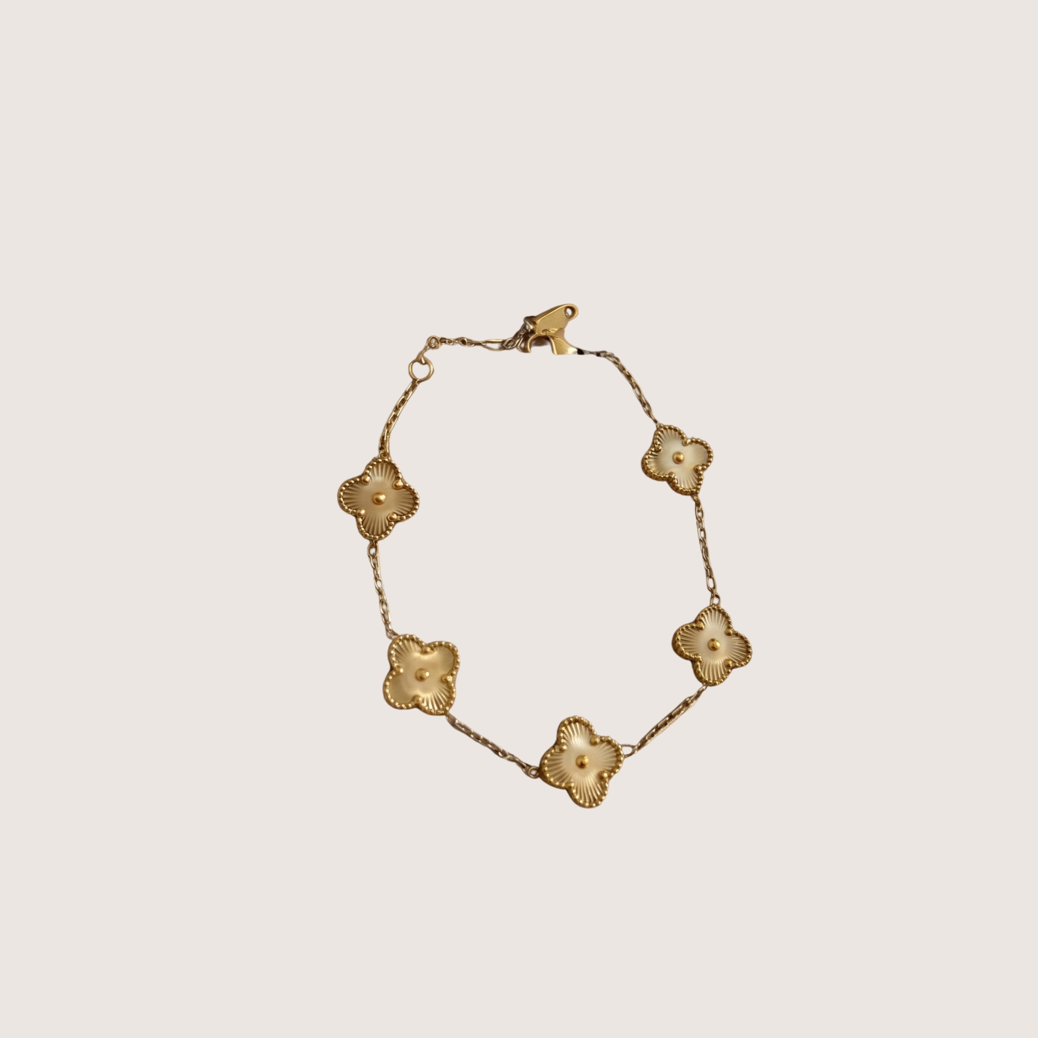 Gold Clover Charm Bracelet for Women | Anti-Tarnish Adjustable Bracelet | Lucky Floral Bracelet