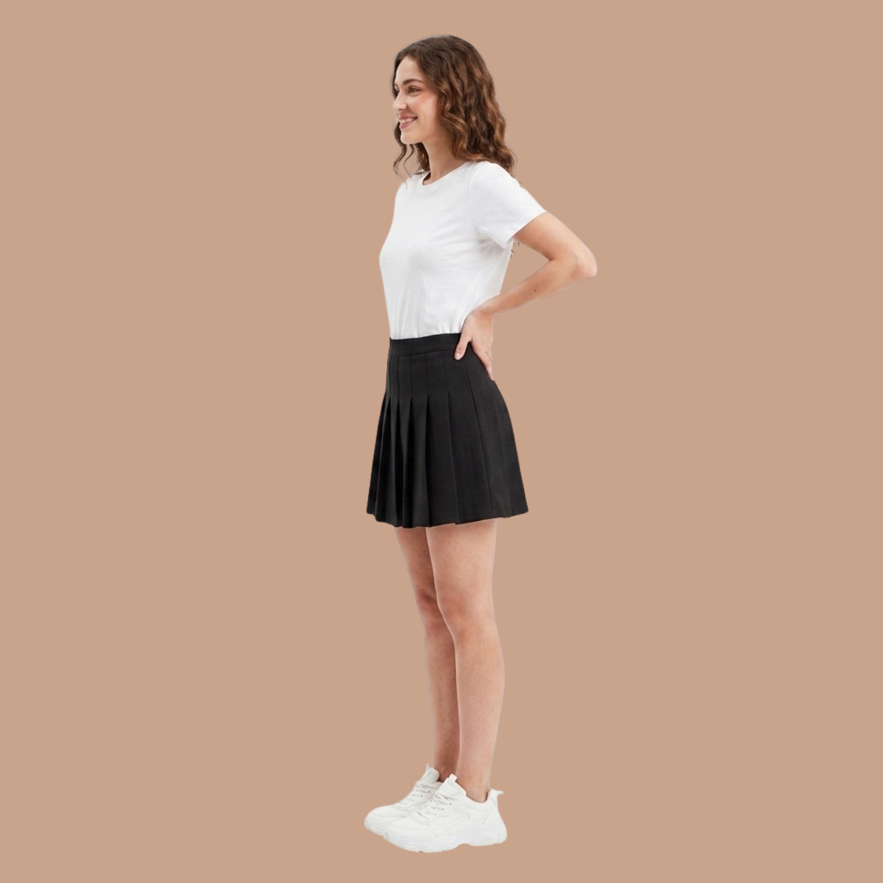Nine99 Store Korean Pleated Mini Skirt for Women | High-Waist A-Line Tennis Skirt | Casual, College & Streetwear | Black