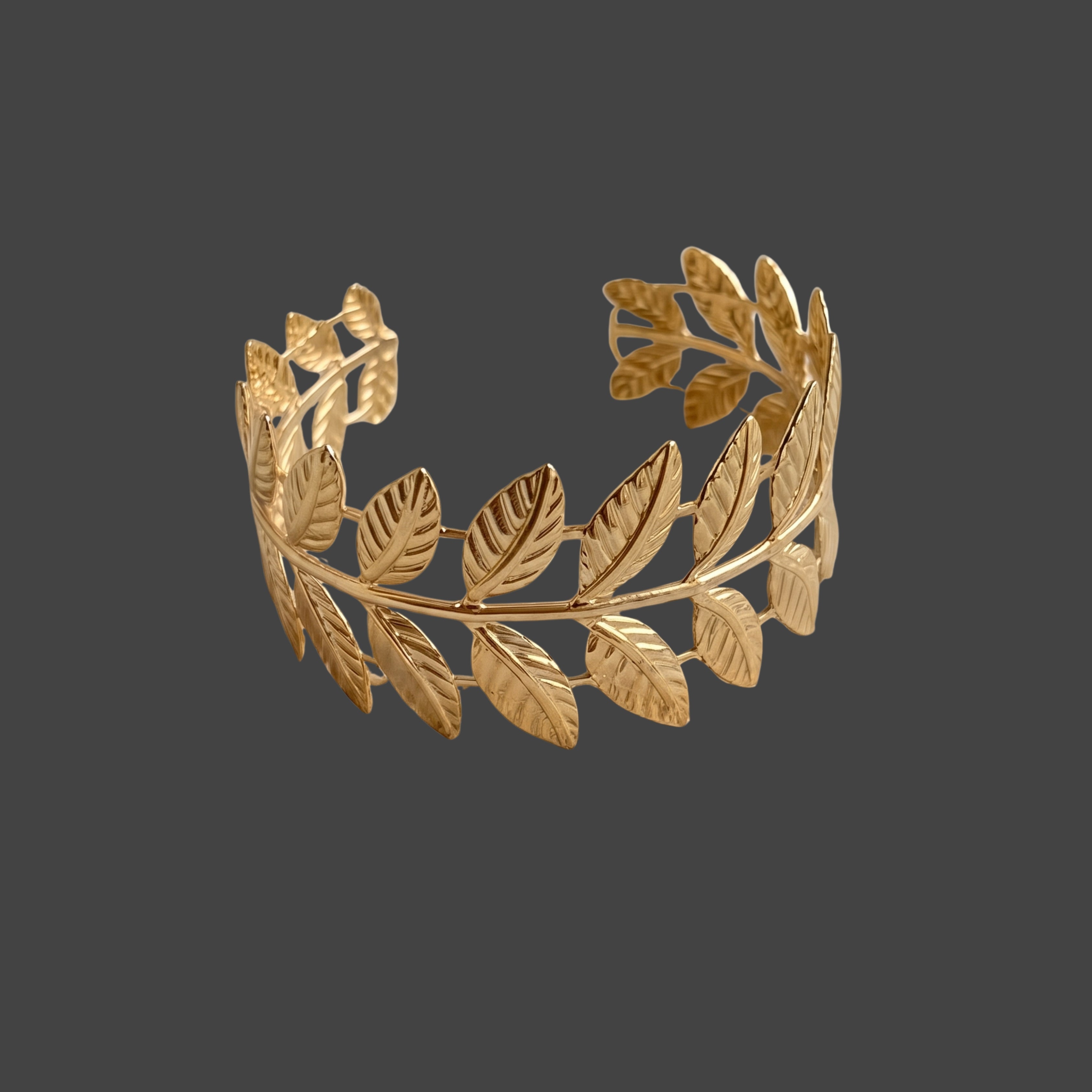 Gold Leaf Cuff Bracelet for Women | Adjustable Anti-Tarnish Open Bangle