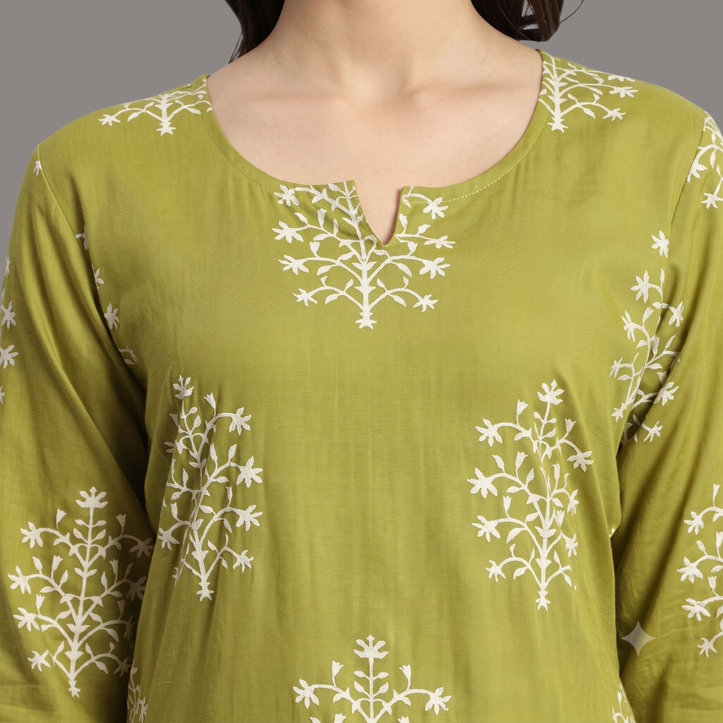 Women's Green Printed Short Kurti  | Casual Office Wear Kurti for Women