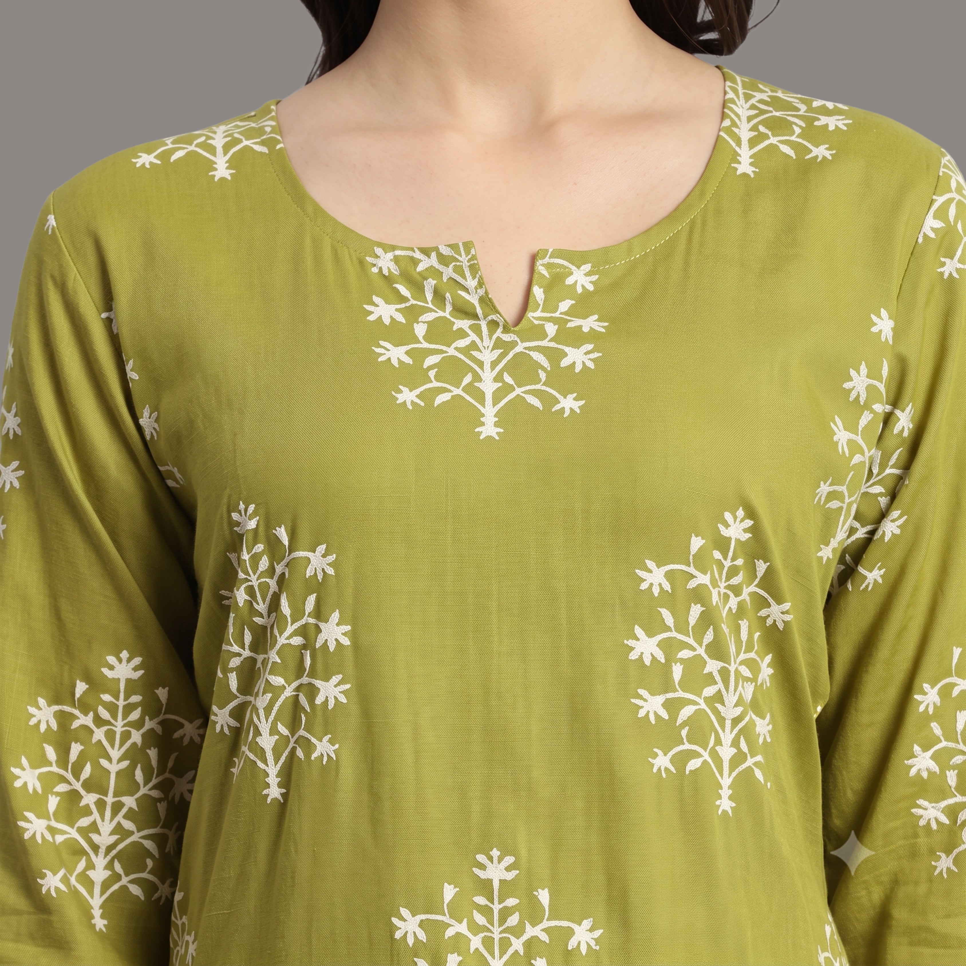 Women's Green Printed Short Kurti  | Casual Office Wear Kurti for Women