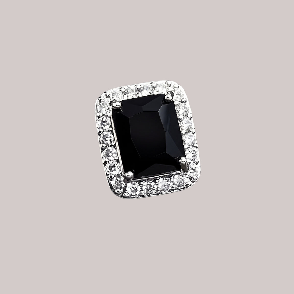 Black Rectangular Statement Ring for Women | Adjustable Anti-Tarnish Crystal Ring