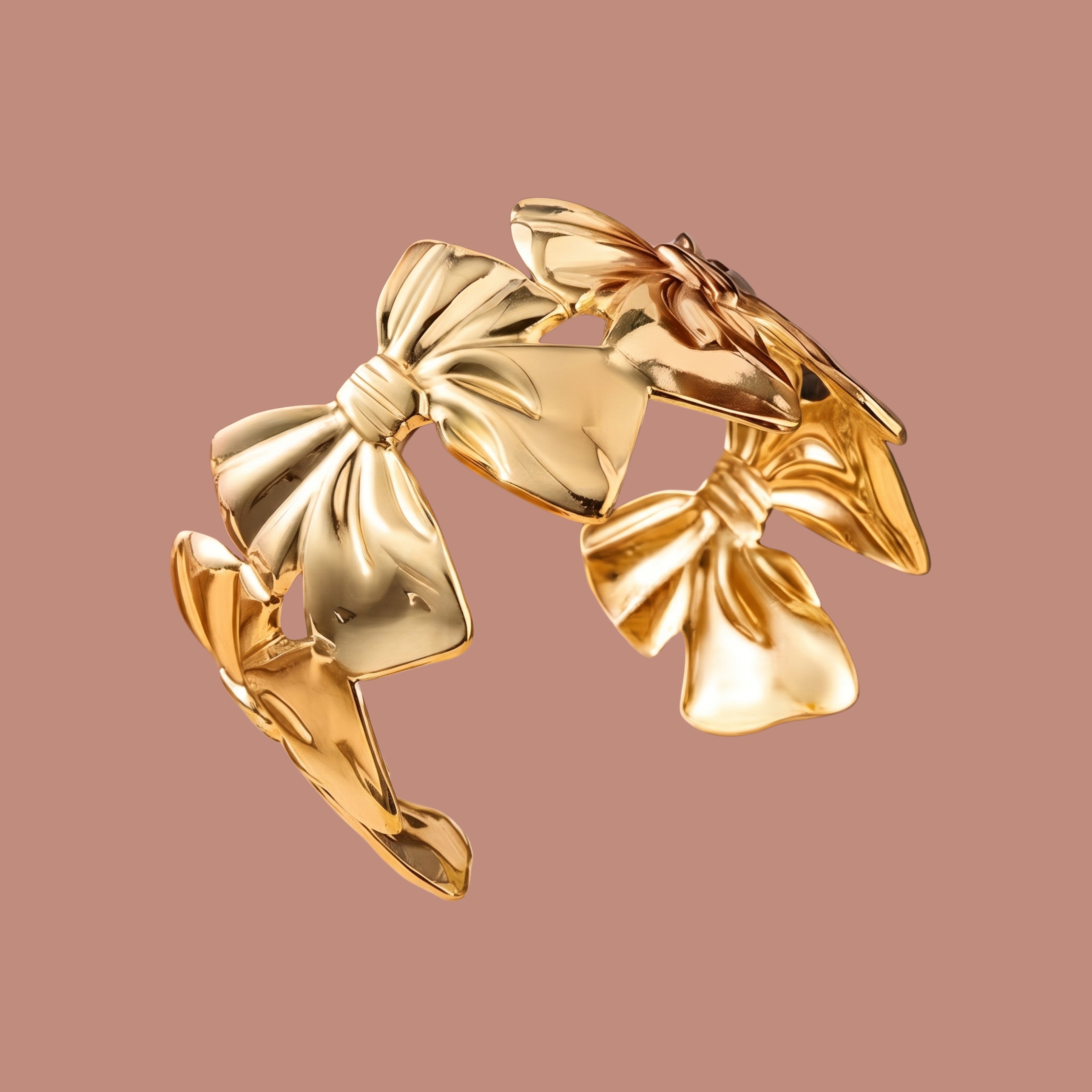 Gold Bow Cuff Bracelet for Women | Adjustable Anti-Tarnish Statement Bangle