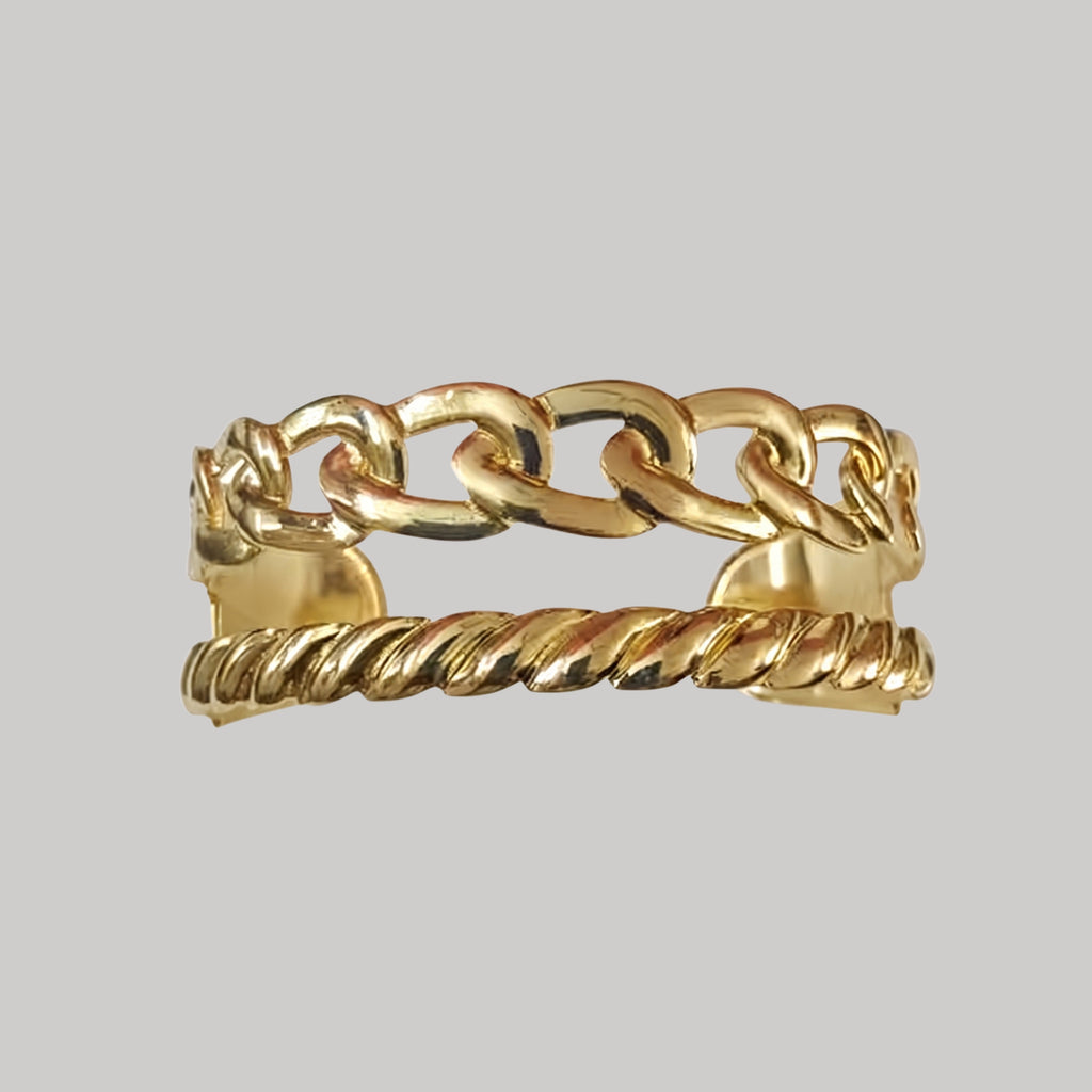 Dual Chain Gold Adjustable Cuff Bracelet for Women | Anti-Tarnish Statement Bracelet