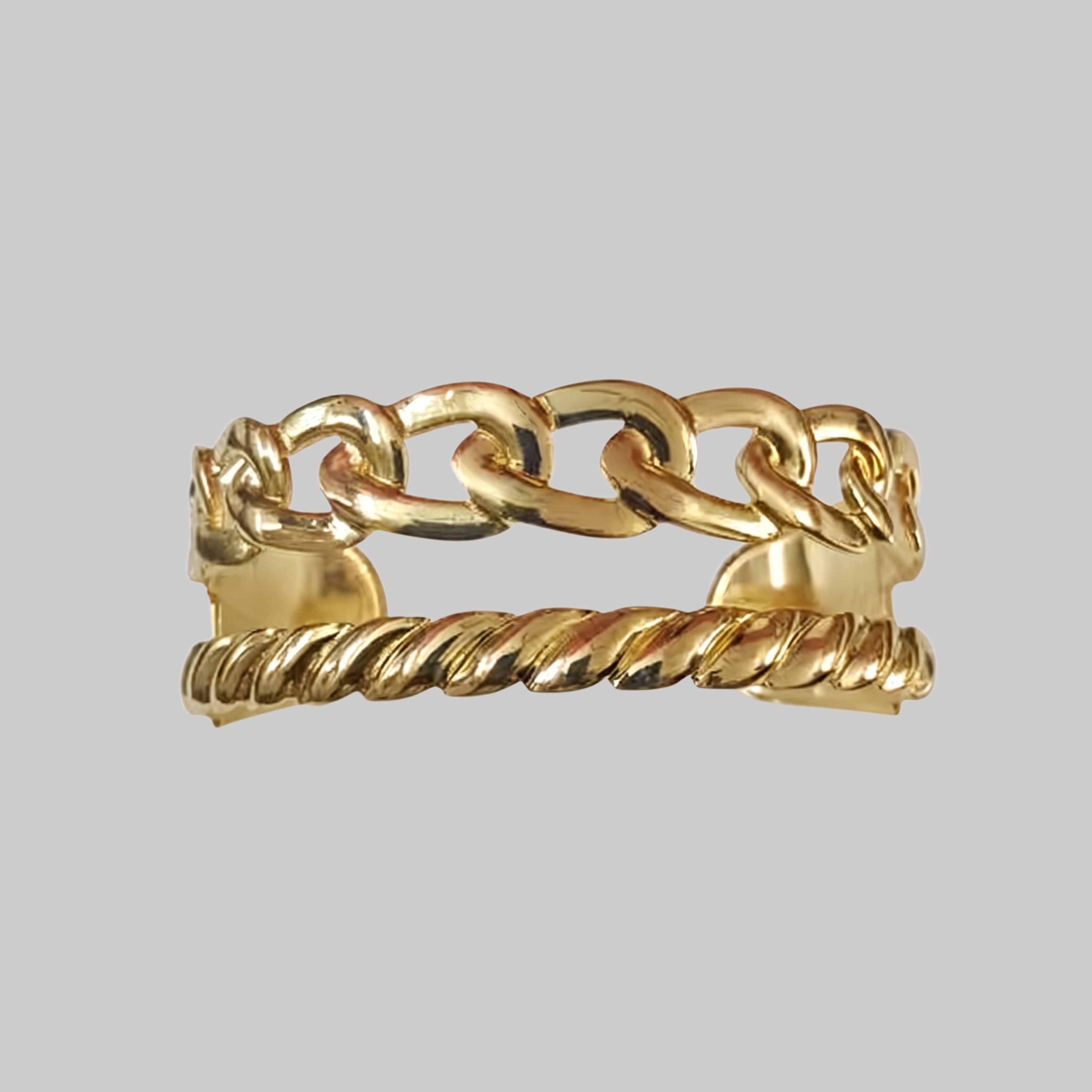 Dual Chain Gold Adjustable Cuff Bracelet for Women | Anti-Tarnish Statement Bracelet