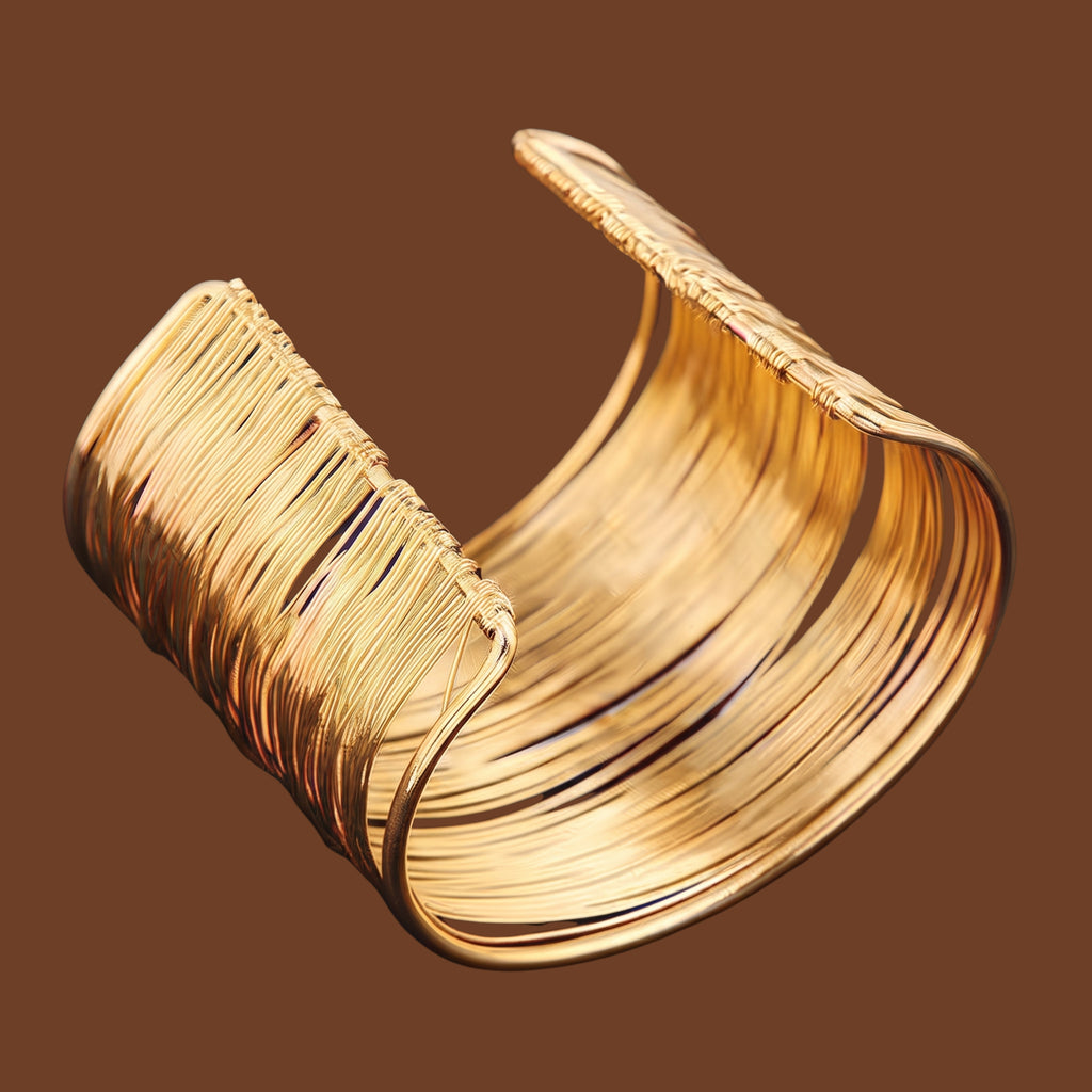 Gold Wide Cuff Bracelet for Women | Anti-Tarnish Multi-Layer Statement Cuff