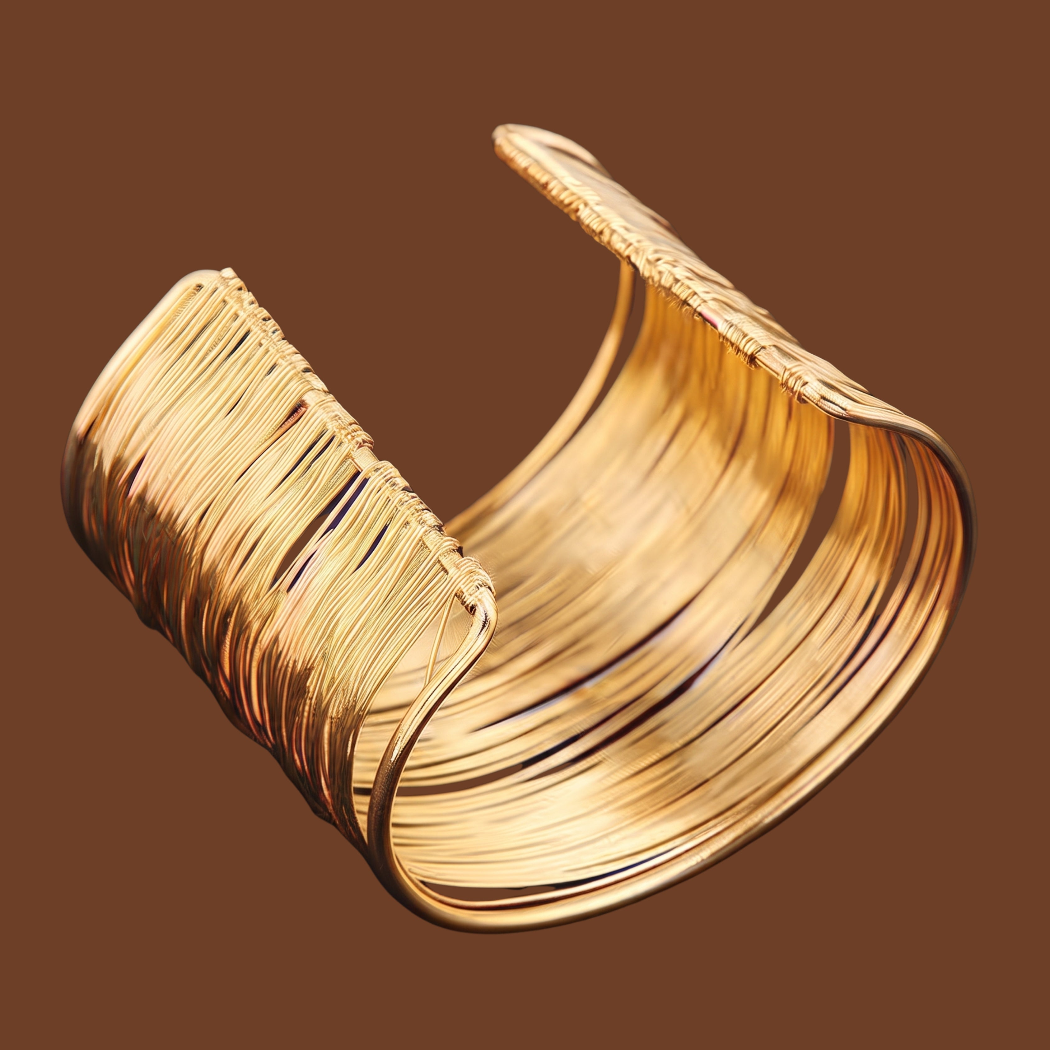 Gold Wide Cuff Bracelet for Women | Anti-Tarnish Multi-Layer Statement Cuff