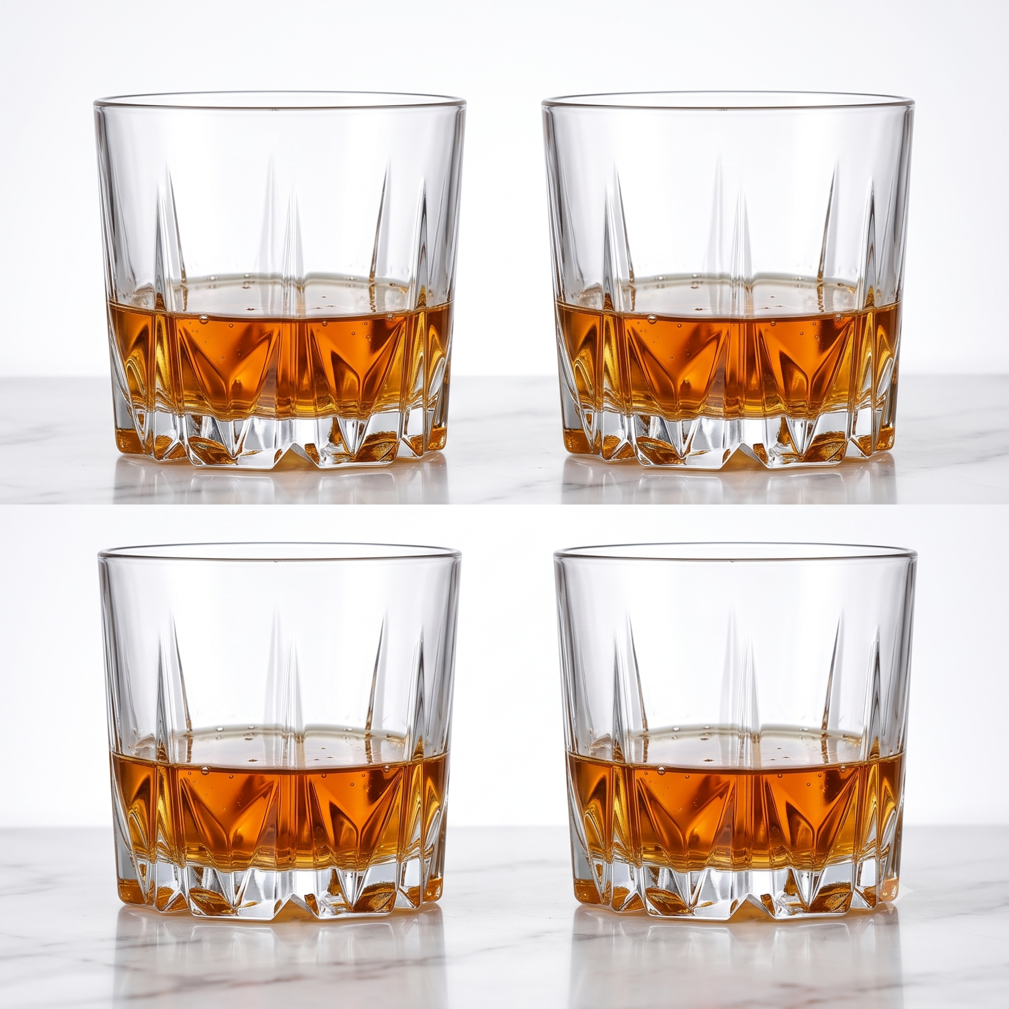 Premium Clear Whiskey Glasses (Set of 6) | Elegant 275ml Glass Tumblers for Scotch, Bourbon & Cocktails