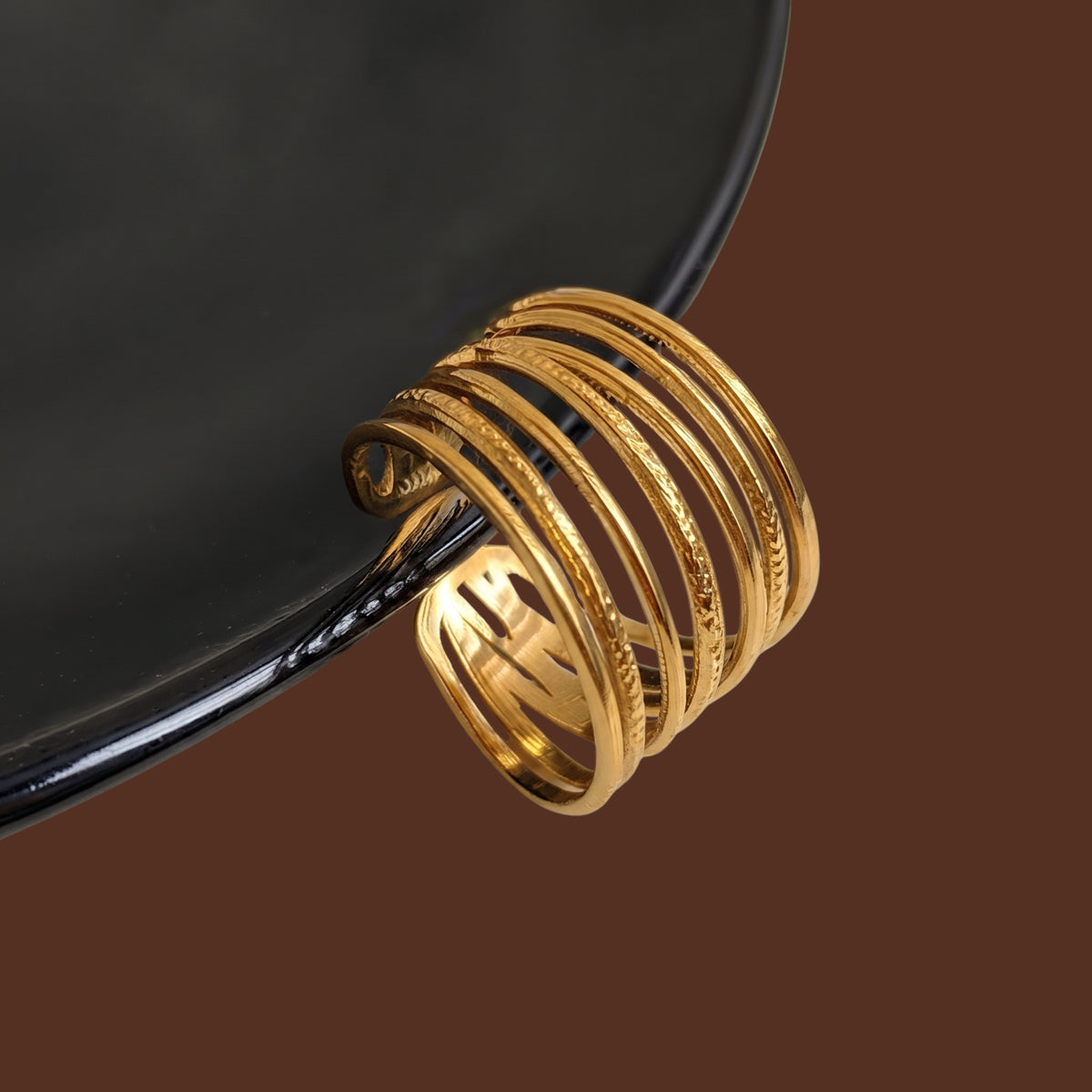Minimalist Multi-Layer Adjustable Gold Ring for Women | Anti-Tarnish Open Band Statement Ring