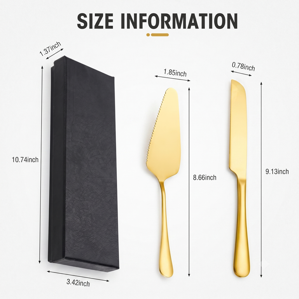 Gold Aluminium Cake Knife and Server Set | Dessert & Cake Sculpting Tools