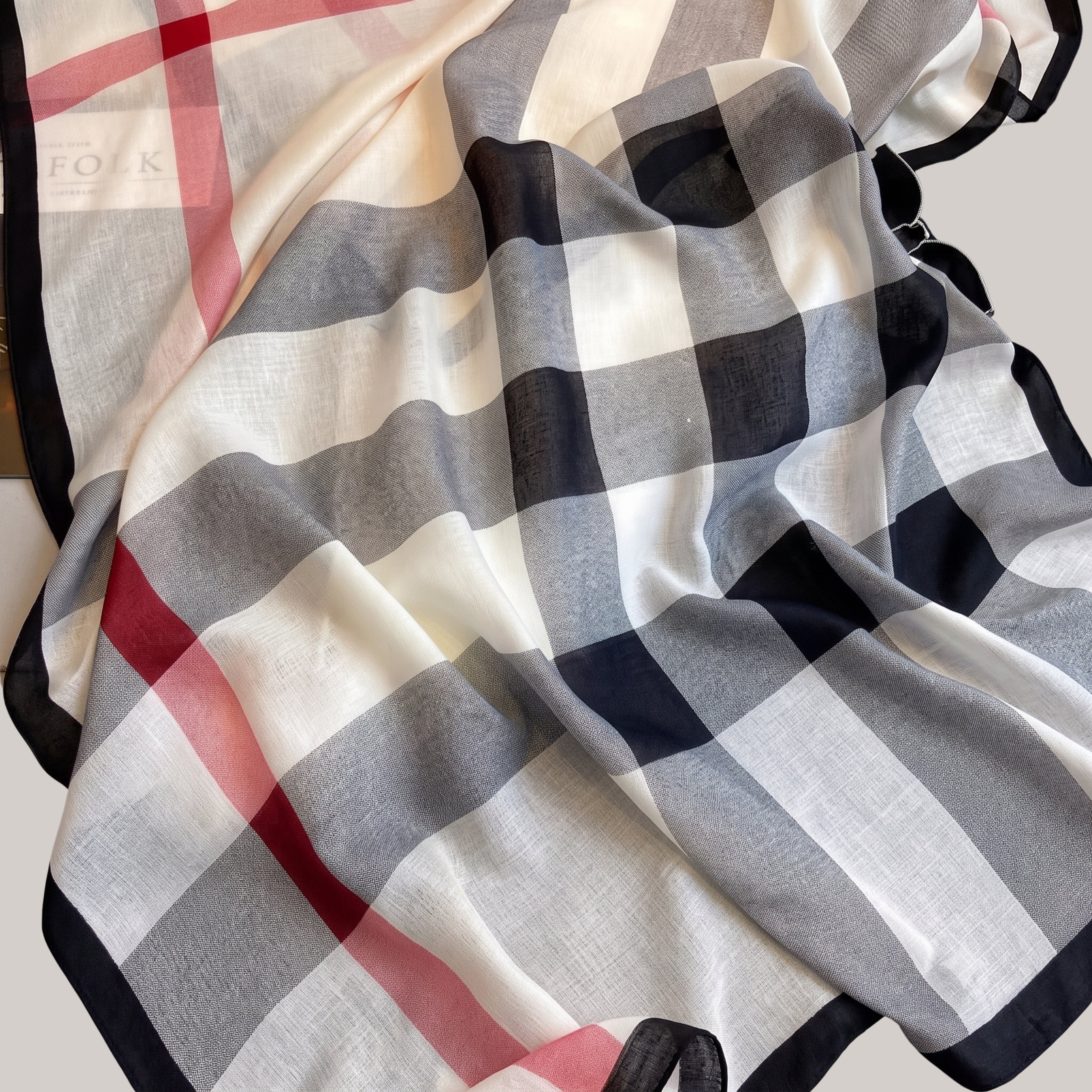 Classic Plaid Check Scarf for Women | Soft Lightweight Korean Style Shawl, Wrap & Stole