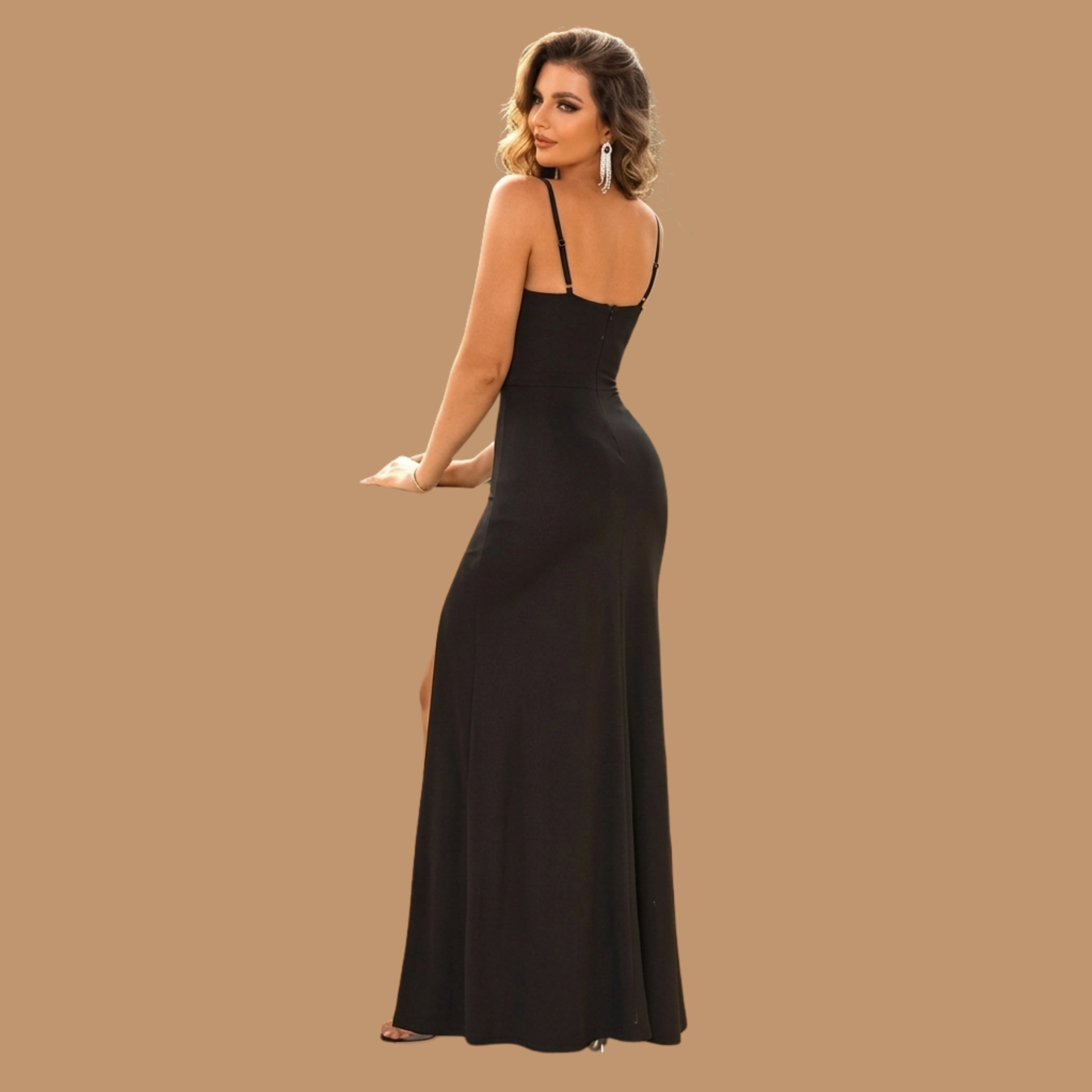 Black Mesh Corset Maxi Dress with High Slit – Elegant Bodycon Evening Gown for Women