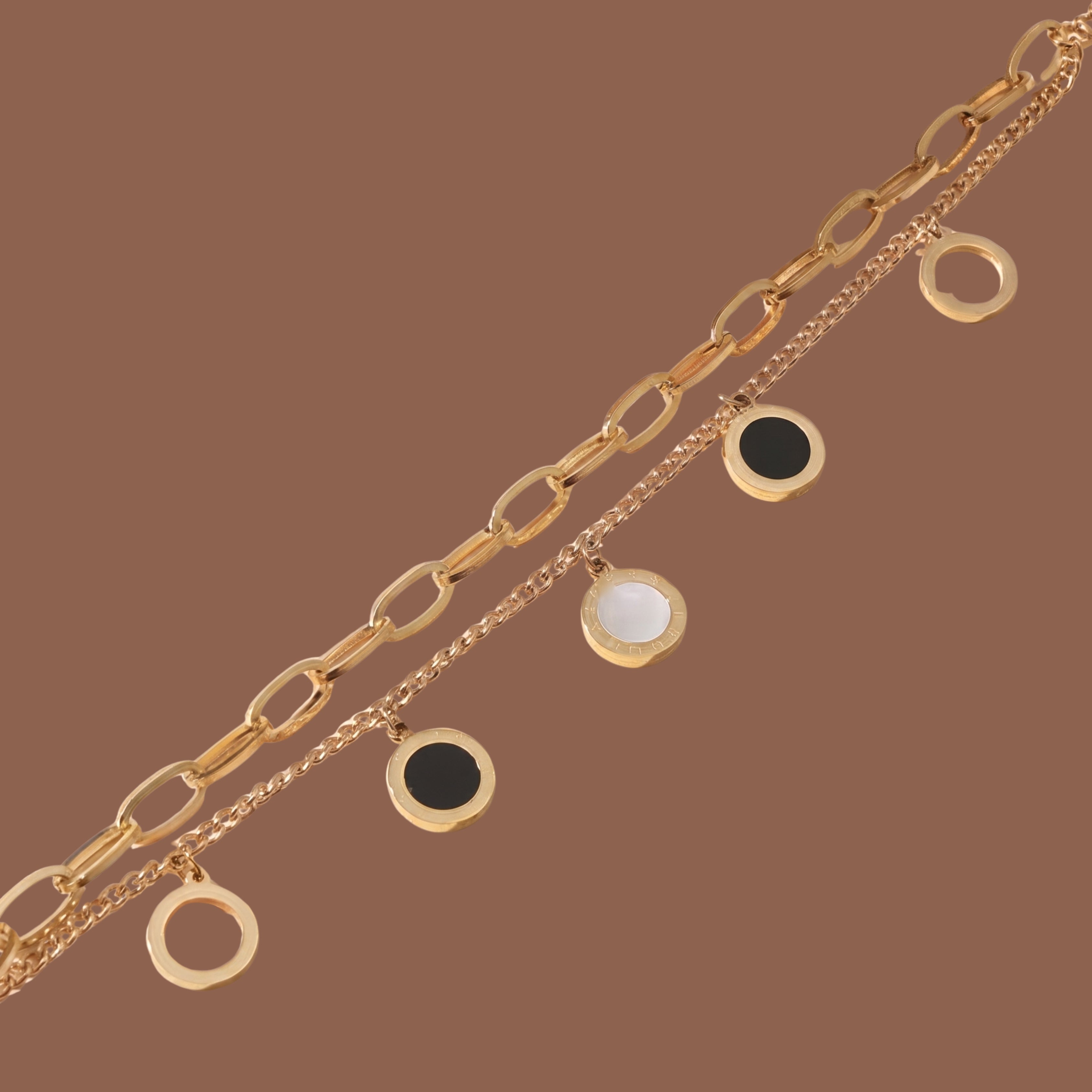 Double Layer Adjustable Charm Bracelet for Women | Anti-Tarnish Gold-Plated Geometric Chain Bracelet