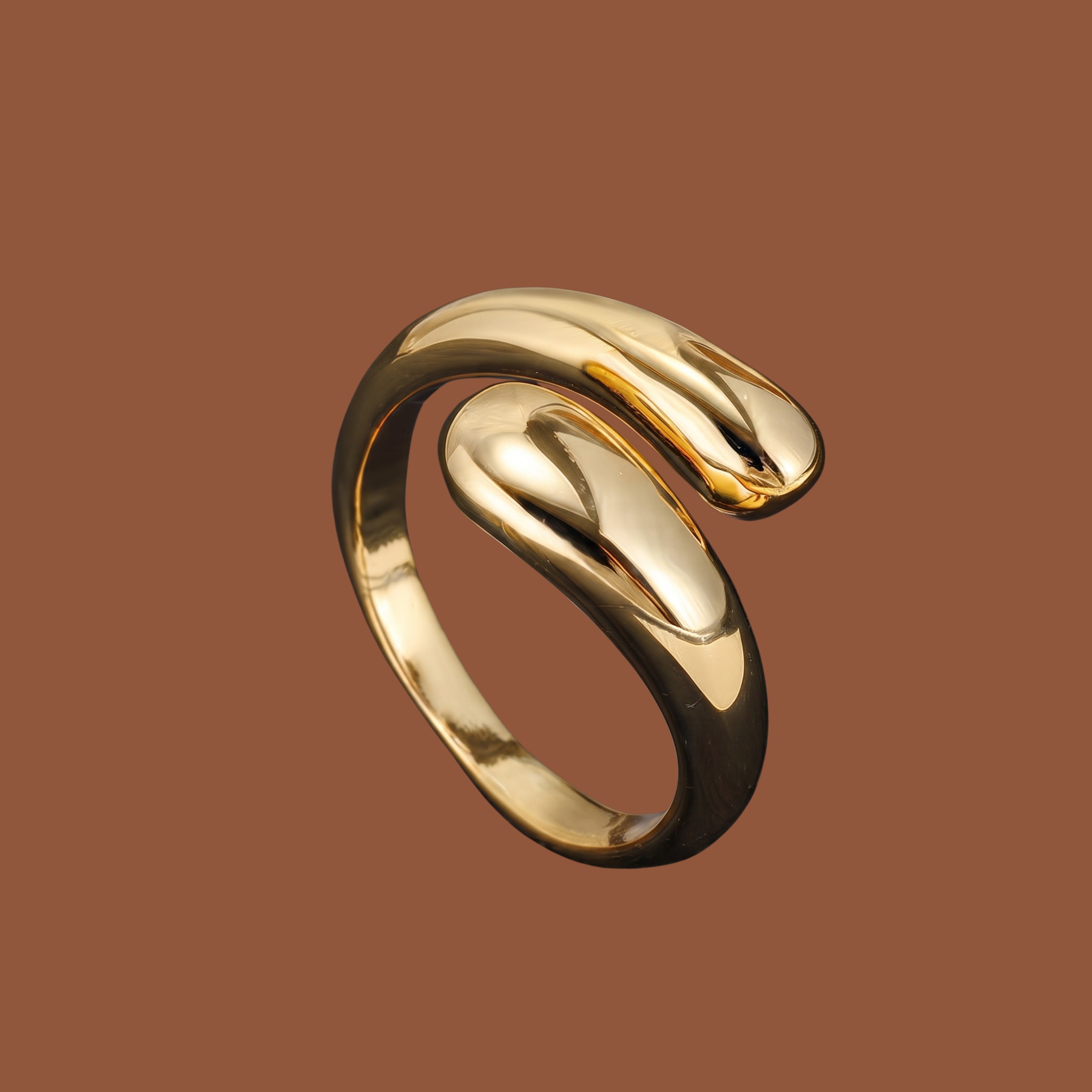 Minimalist Gold Adjustable Open Ring for Women | Anti-Tarnish Gold-Plated Statement Ring