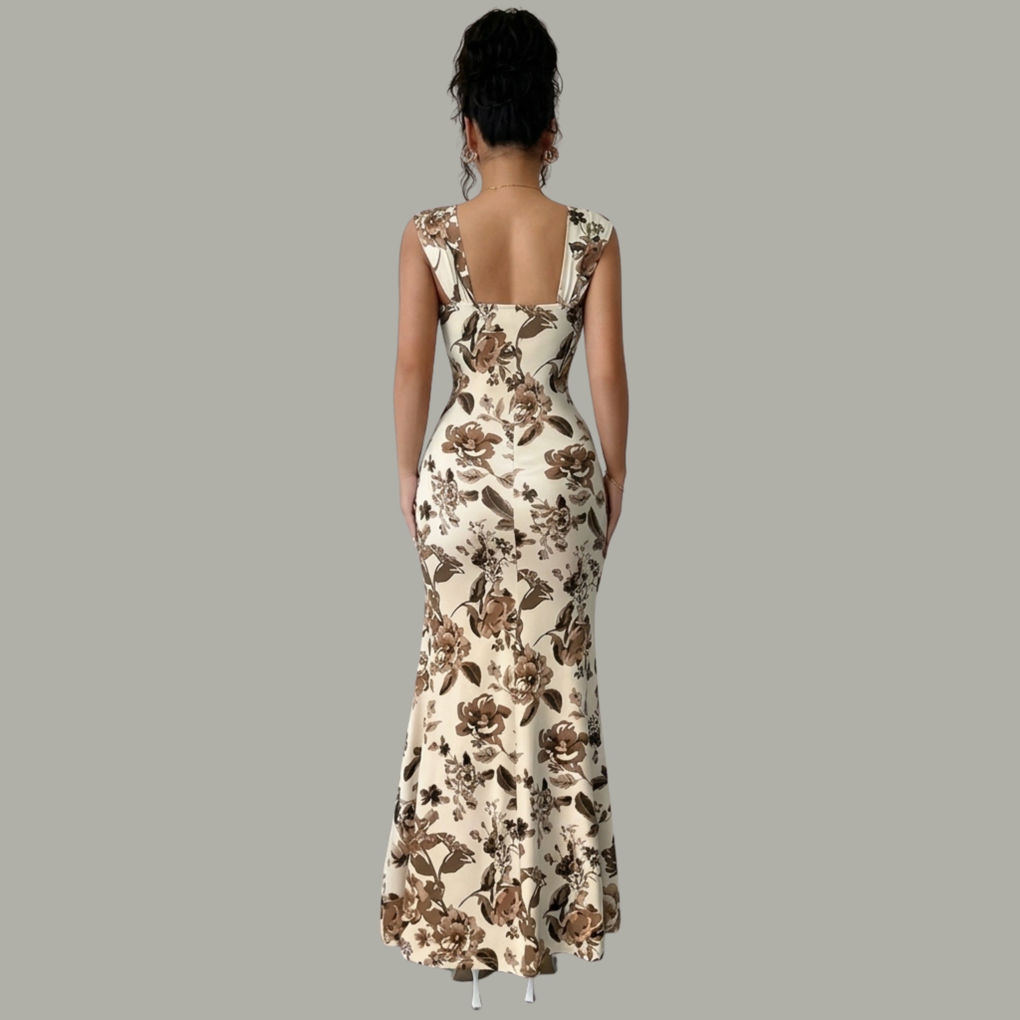 Women's Vintage Floral Mermaid Maxi Dress