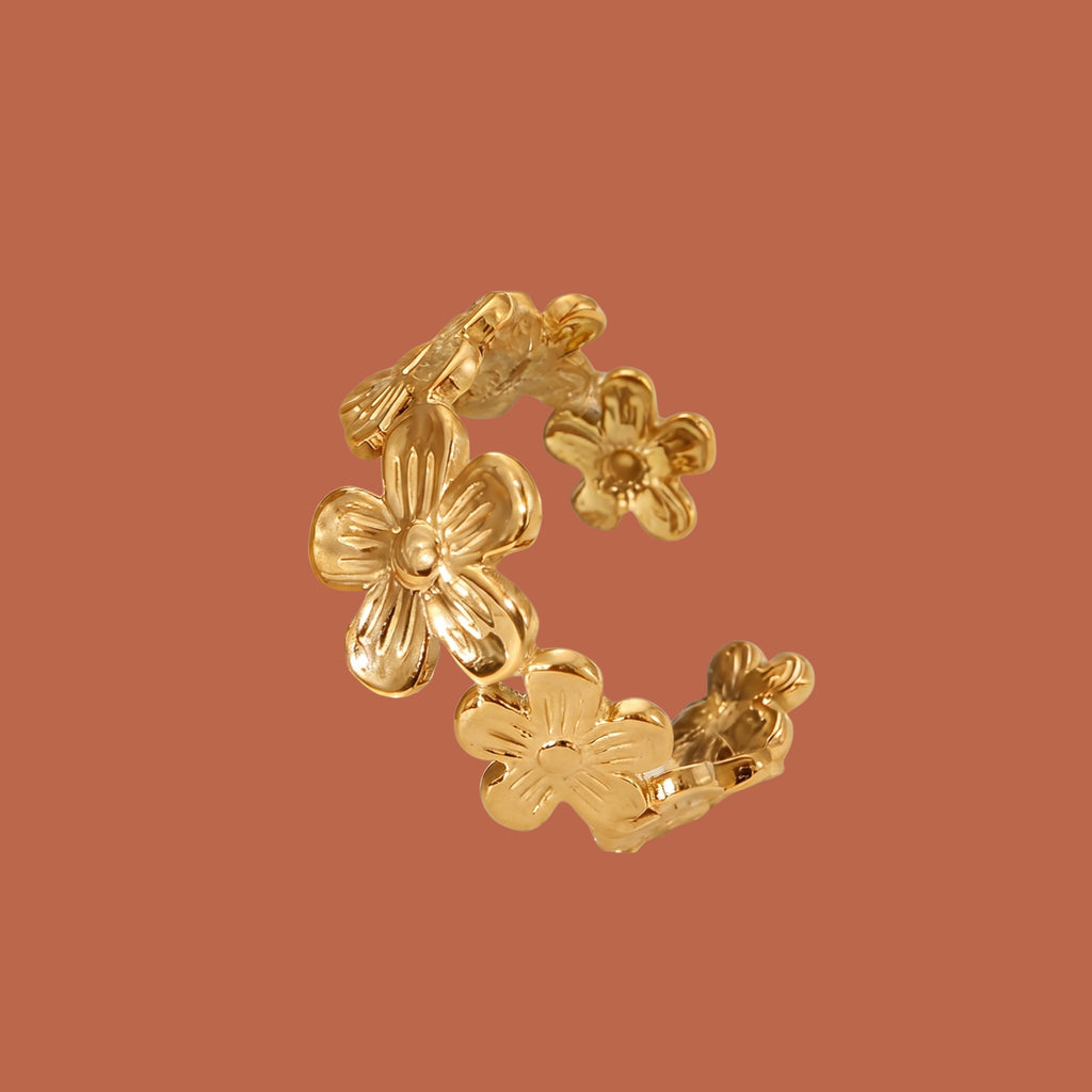 Gold Floral Adjustable Ring for Women | Anti-Tarnish Daisy Flower Ring