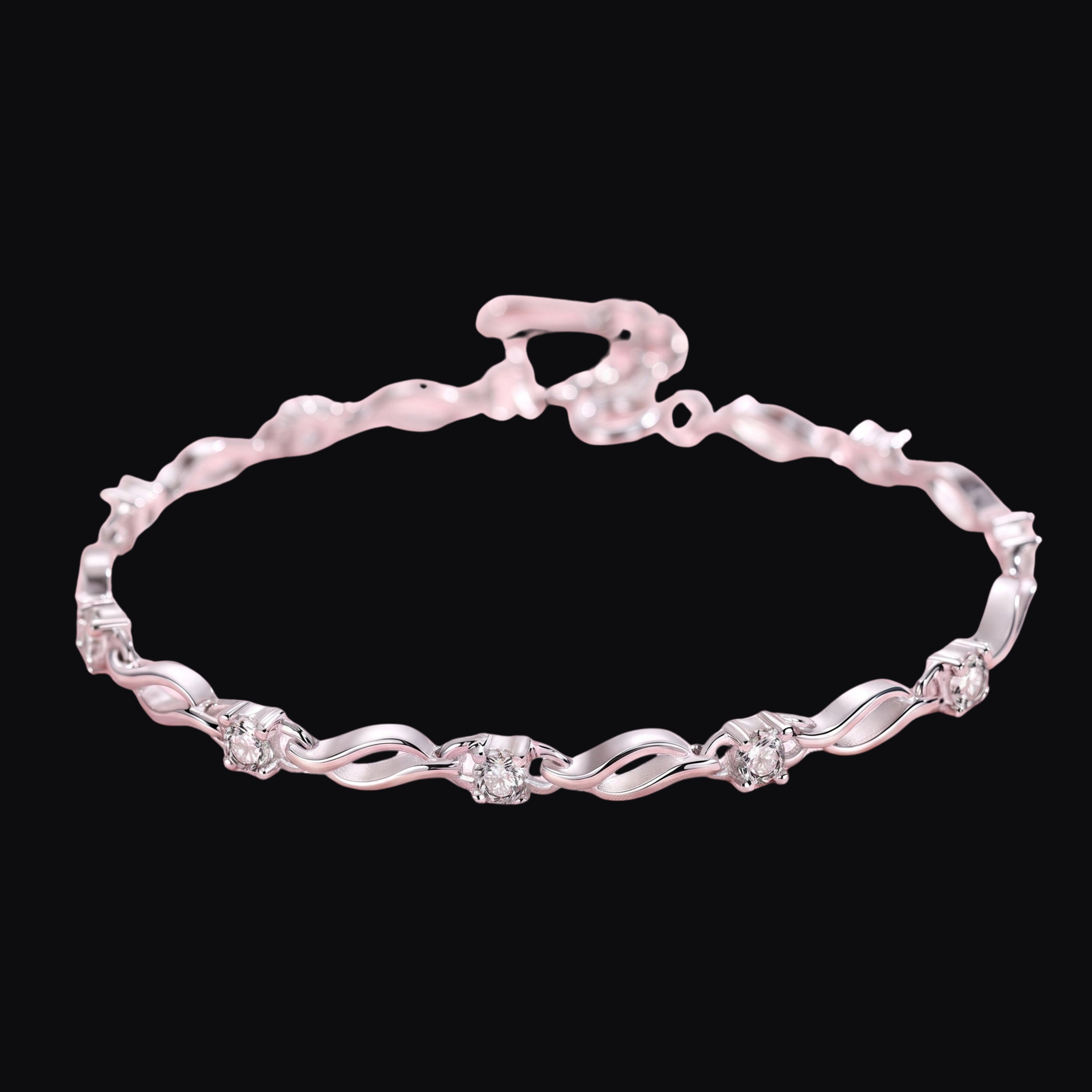 Silver Twisted Crystal Bracelet for Women | Adjustable Anti-Tarnish Bracelet