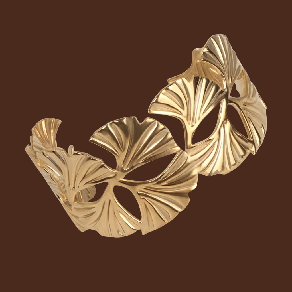Gold Monstera Leaf Cuff Bracelet for Women | Adjustable Anti-Tarnish Statement Bangle