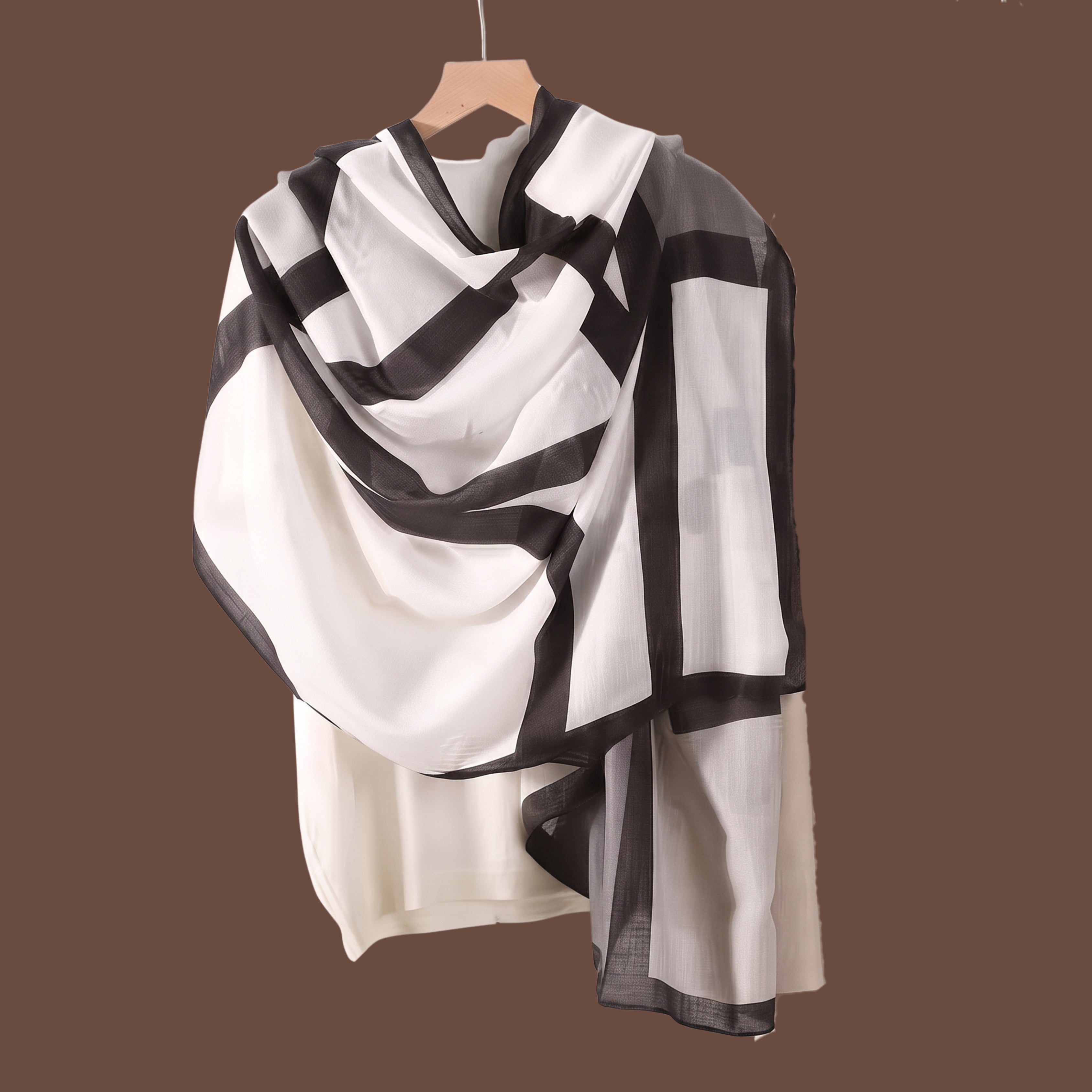 Modern Black & White Geometric Print Scarf for Women