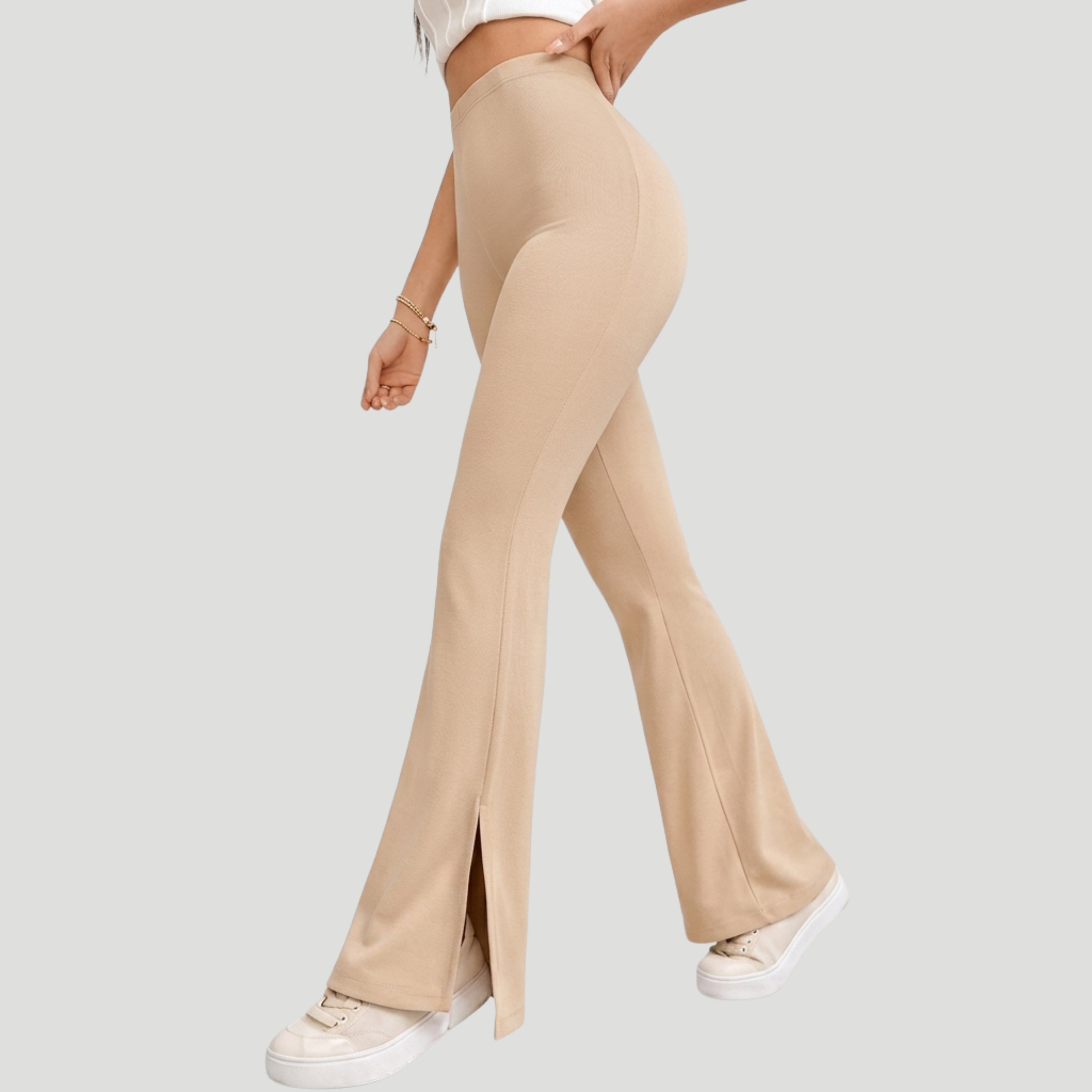 Korean High-Waist Flared Leggings Combo for Women | Slim Fit Split Hem Stretch Pants