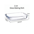 Premium 1L Rectangular Glass Baking Dish | Oven-Safe Transparent Casserole & Roasting Pan (25.5 x 15 x 5 cm)