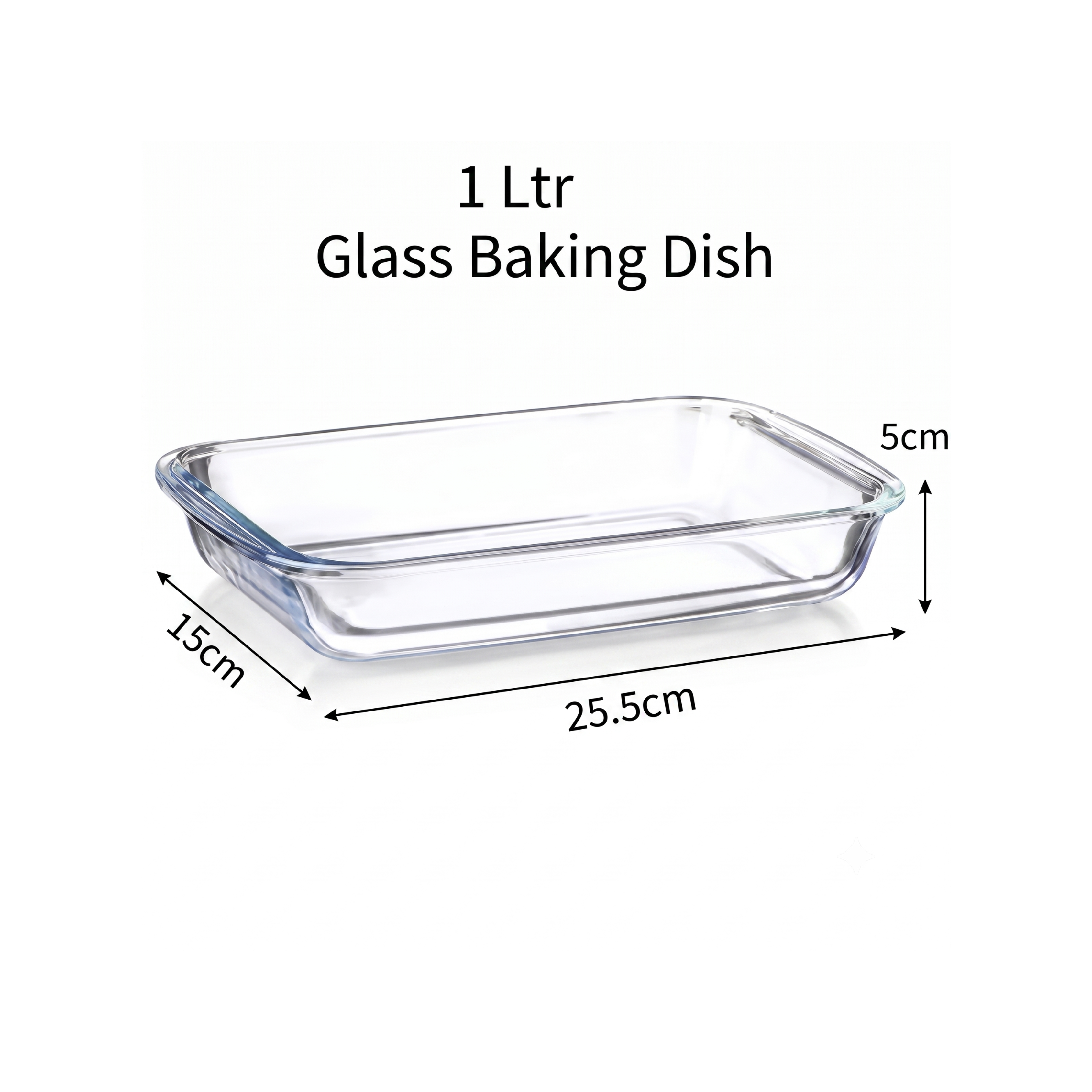 Premium 1L Rectangular Glass Baking Dish | Oven-Safe Transparent Casserole & Roasting Pan (25.5 x 15 x 5 cm)