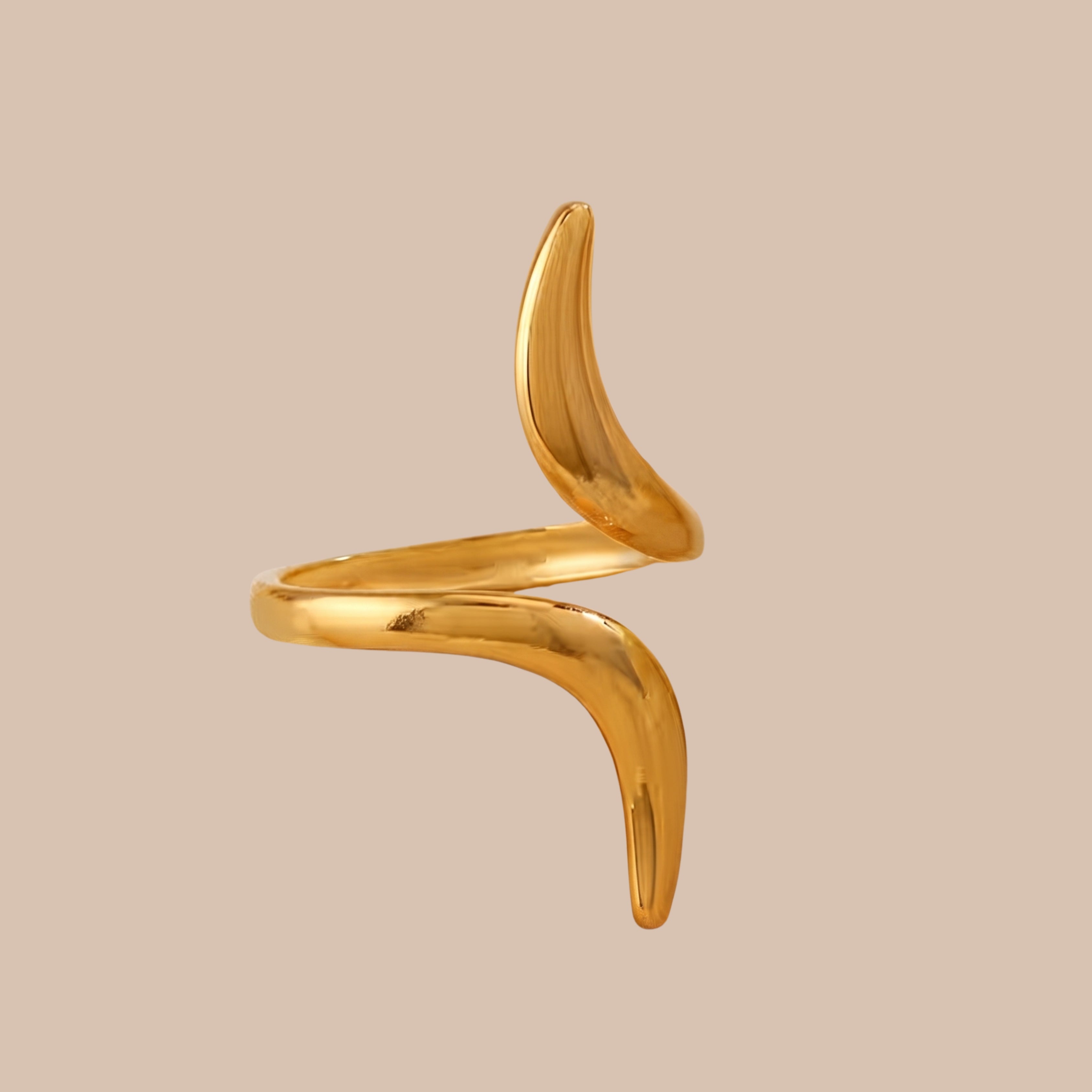 Modern Wave Adjustable Ring for Women | Anti-Tarnish Gold-Plated Minimalist Open Ring | Statement Fashion Jewelry