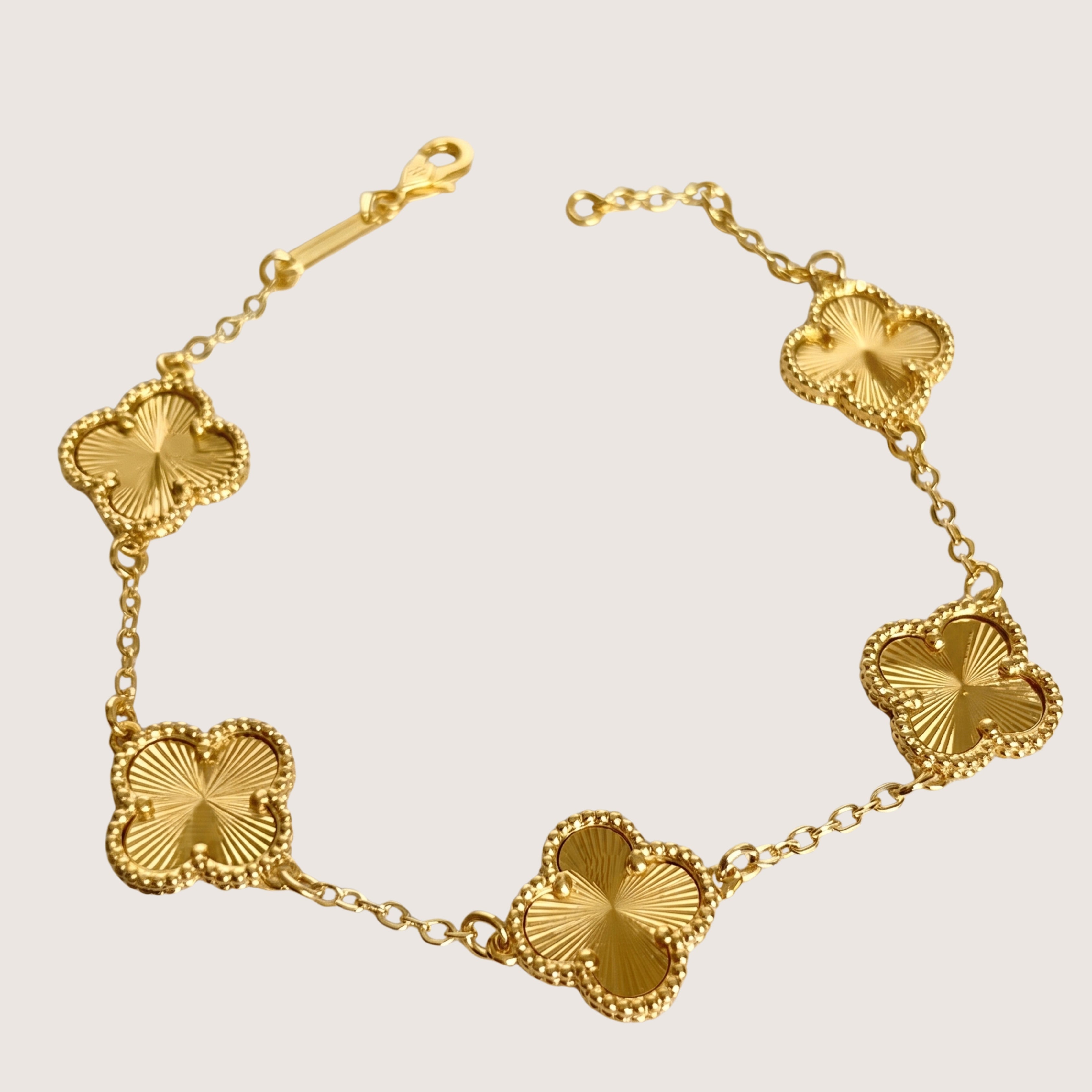 Gold Clover Charm Bracelet for Women | Anti-Tarnish Adjustable Bracelet | Lucky Floral Bracelet