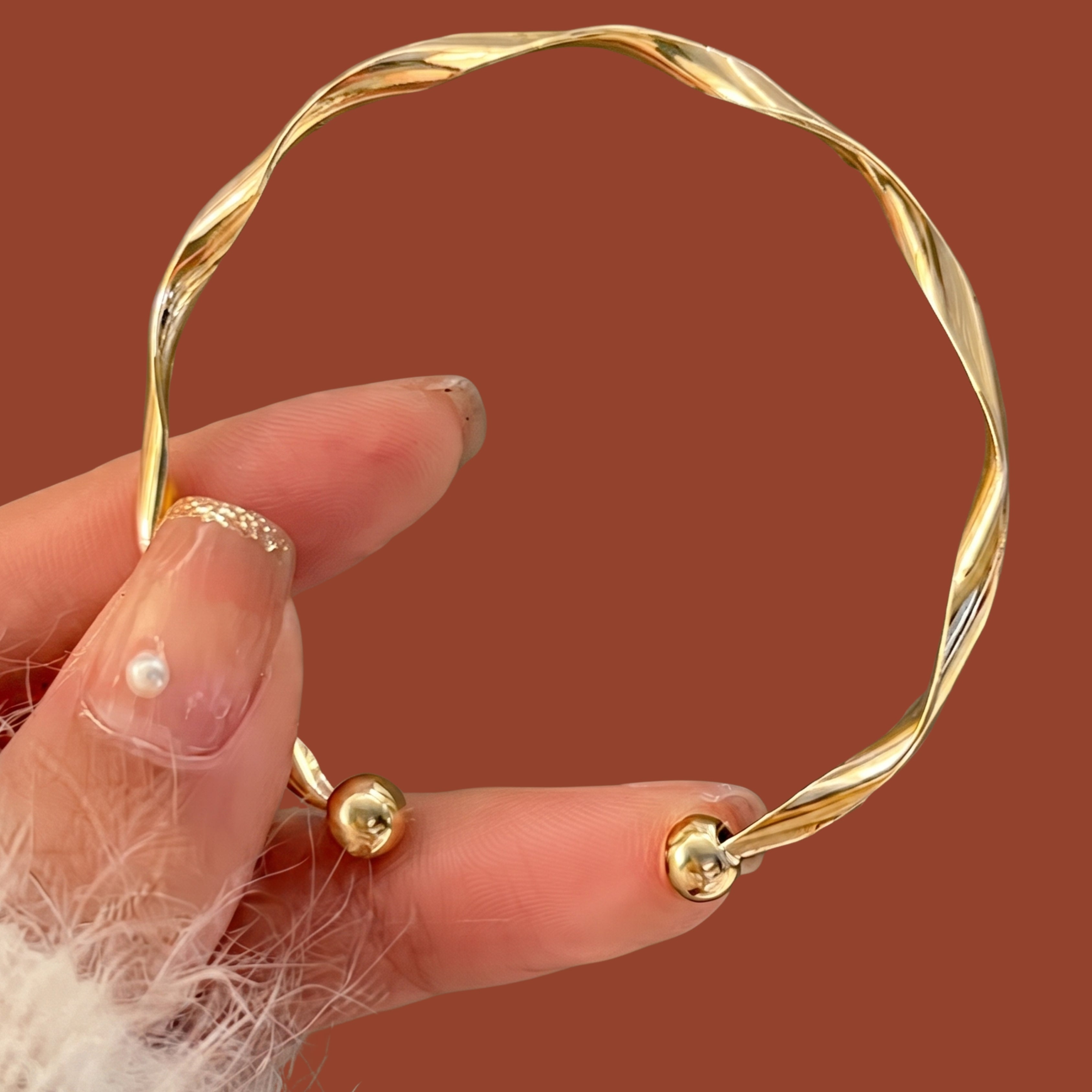 Minimalist Twisted Gold Cuff Bracelet for Women | Adjustable Anti-Tarnish Open Bangle