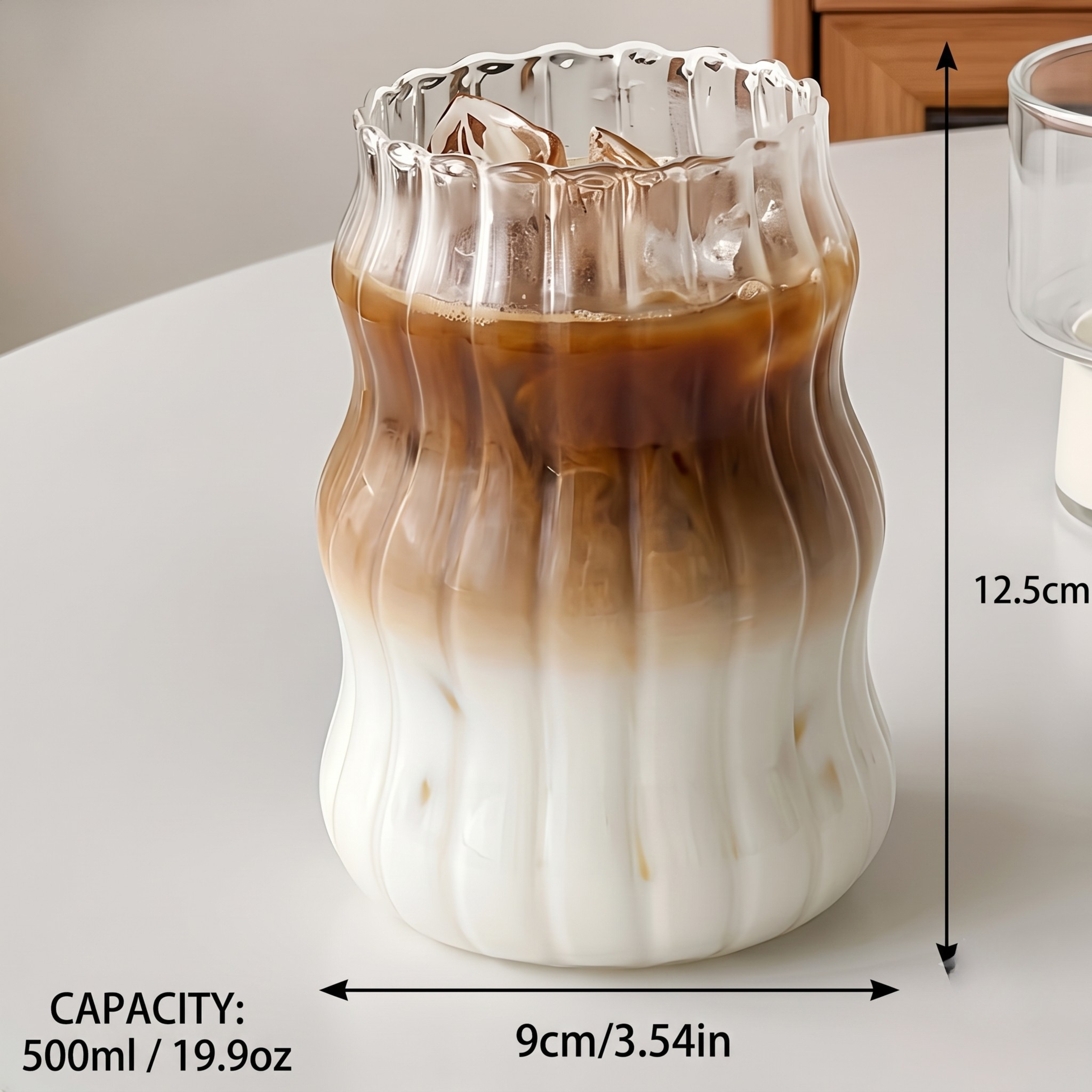 Premium Aesthetic Wavy Glass Sipper Tumblers - 500ml Water, Juice & Iced Coffee Glasses (Pack of 2)