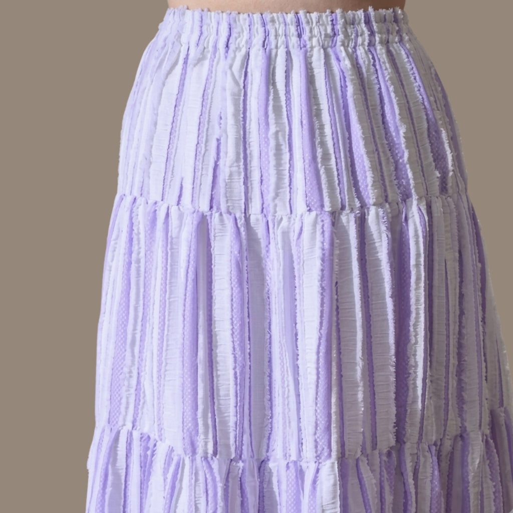 Korean Style Purple Tiered Maxi Skirt for Women | Boho, Soft Girl, and Resort-Wear aesthetic