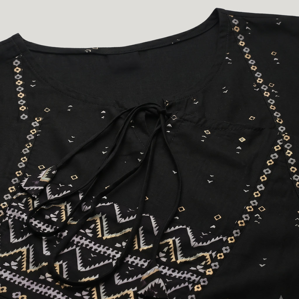 Women's Black Printed Short Kurti |  Casual, Office & Daily Wear