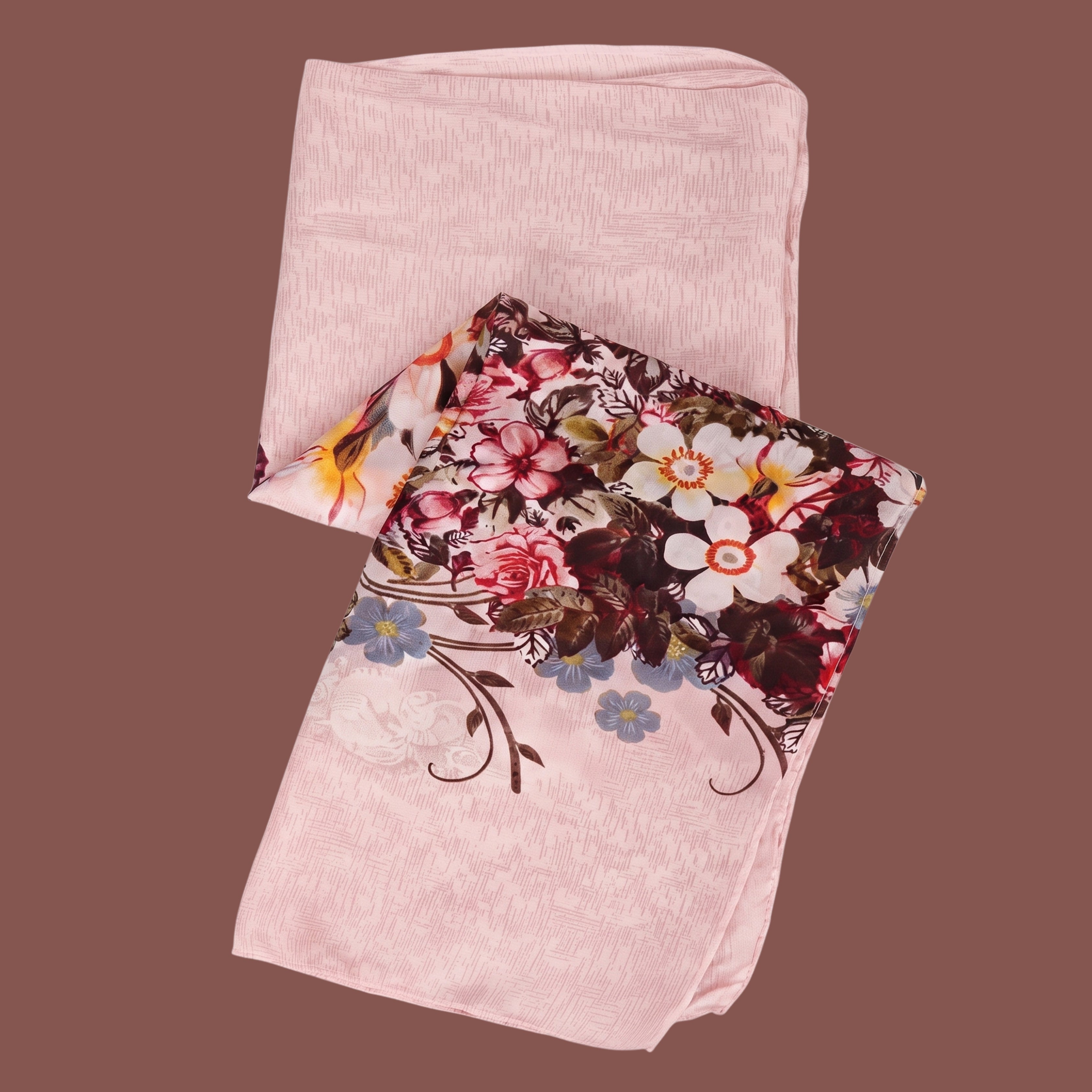 Elegant Blush Pink Floral Scarf for Women | Soft Lightweight Shawl, Wrap & Stole
