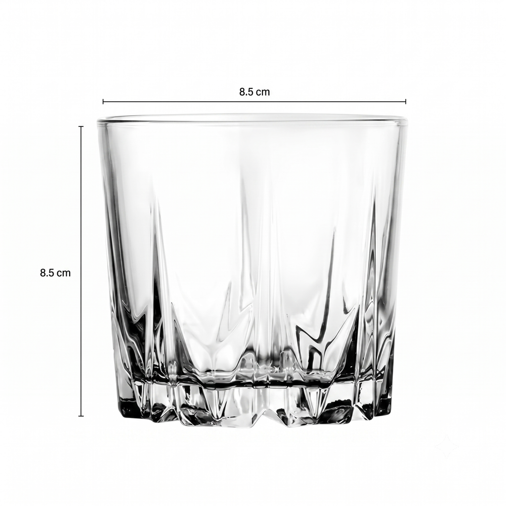 Premium Clear Whiskey Glasses (Set of 6) | Elegant 275ml Glass Tumblers for Scotch, Bourbon & Cocktails