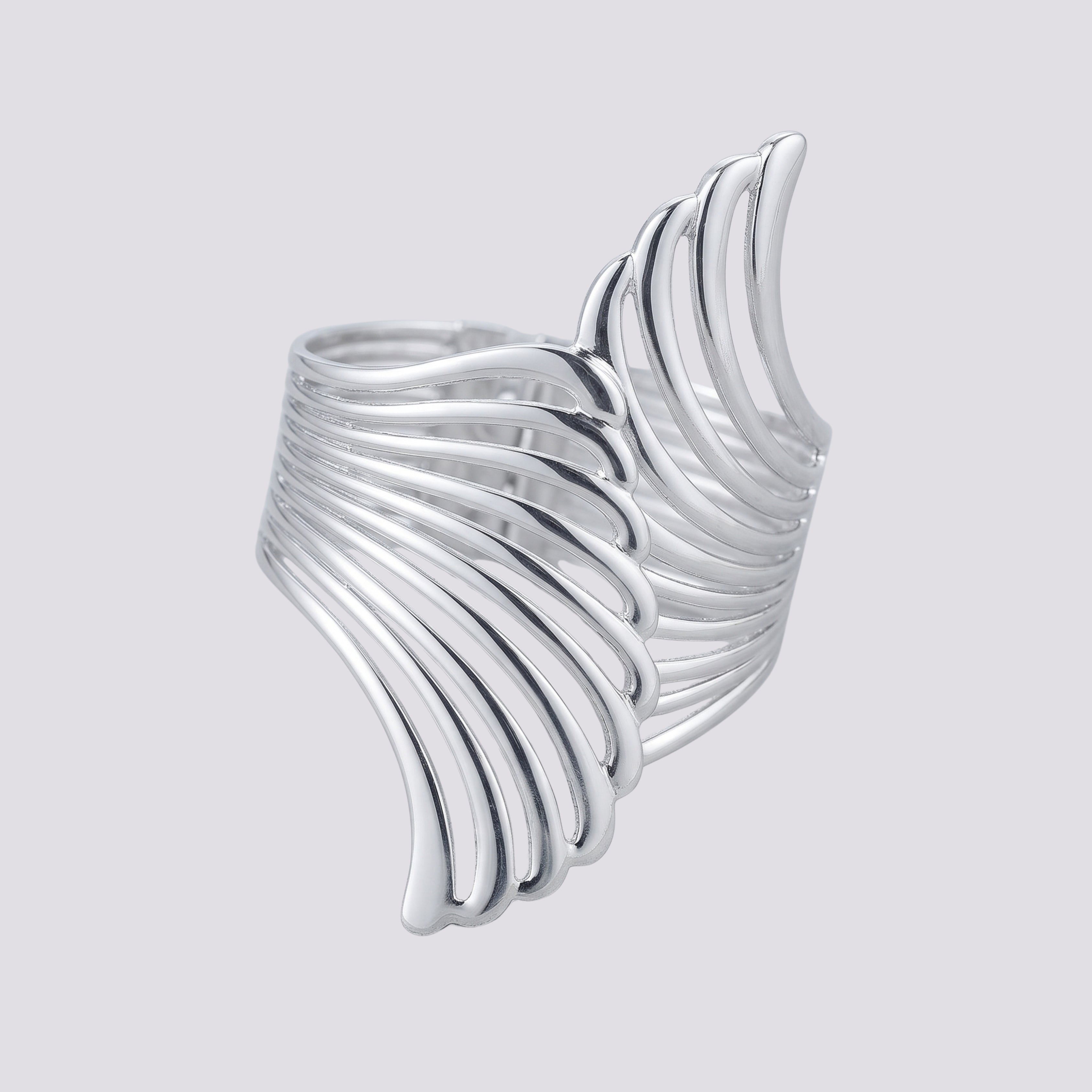 Silver Angel Wing Adjustable Cuff Bracelet for Women | Anti-Tarnish Statement Open Cuff Bracelet