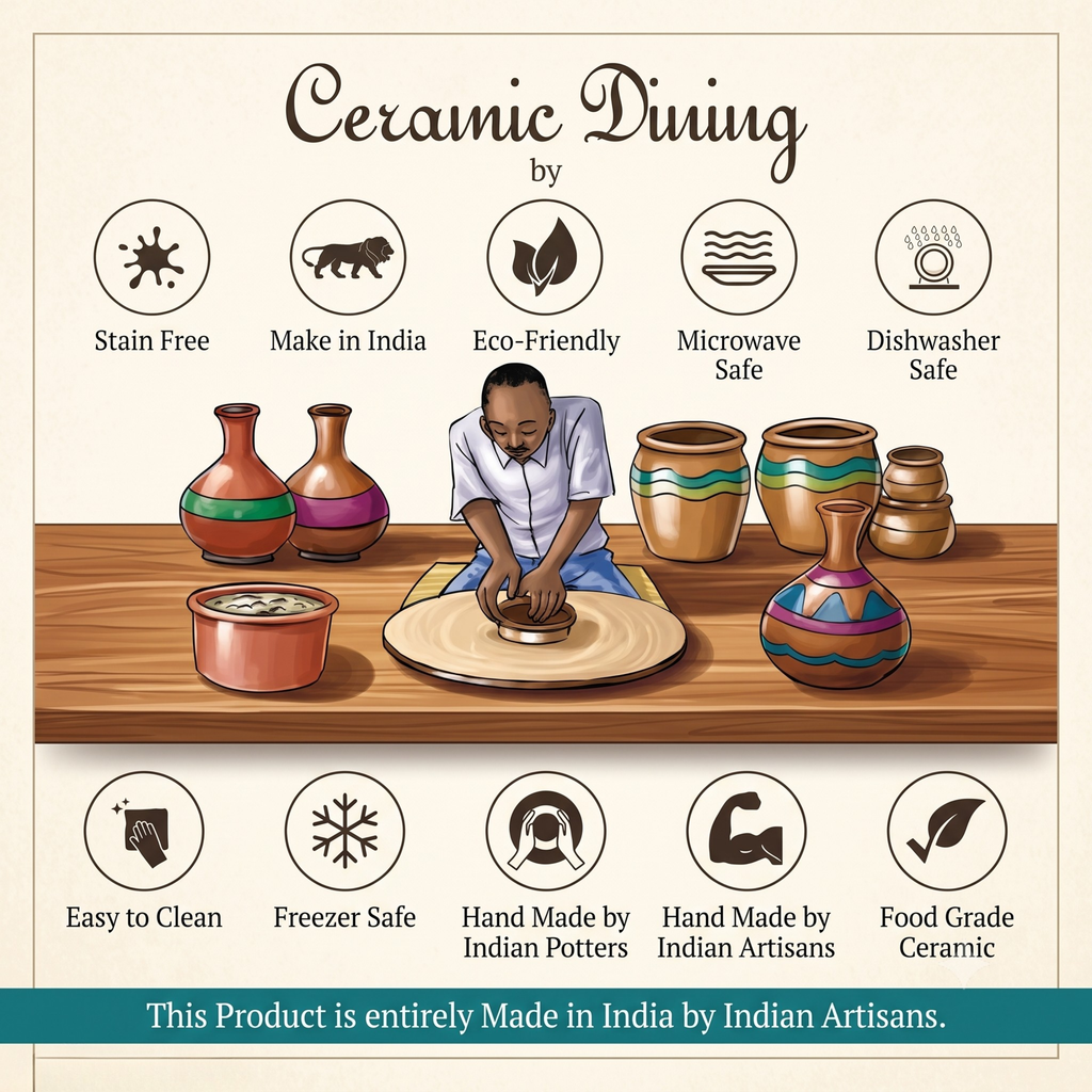 Artisanal Ceramic Teapot, 2 Cups & Tray Set | Eco-Friendly Kitchenware