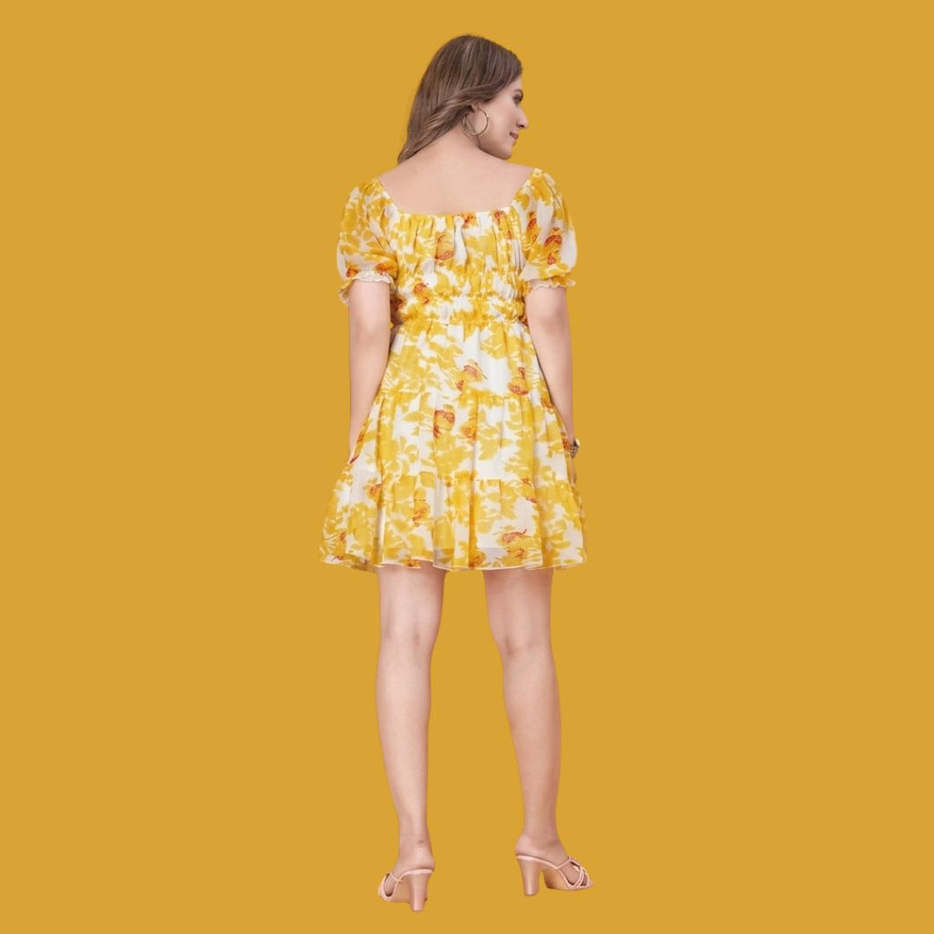 Sunshine Blossom Floral Mini Dress for Women