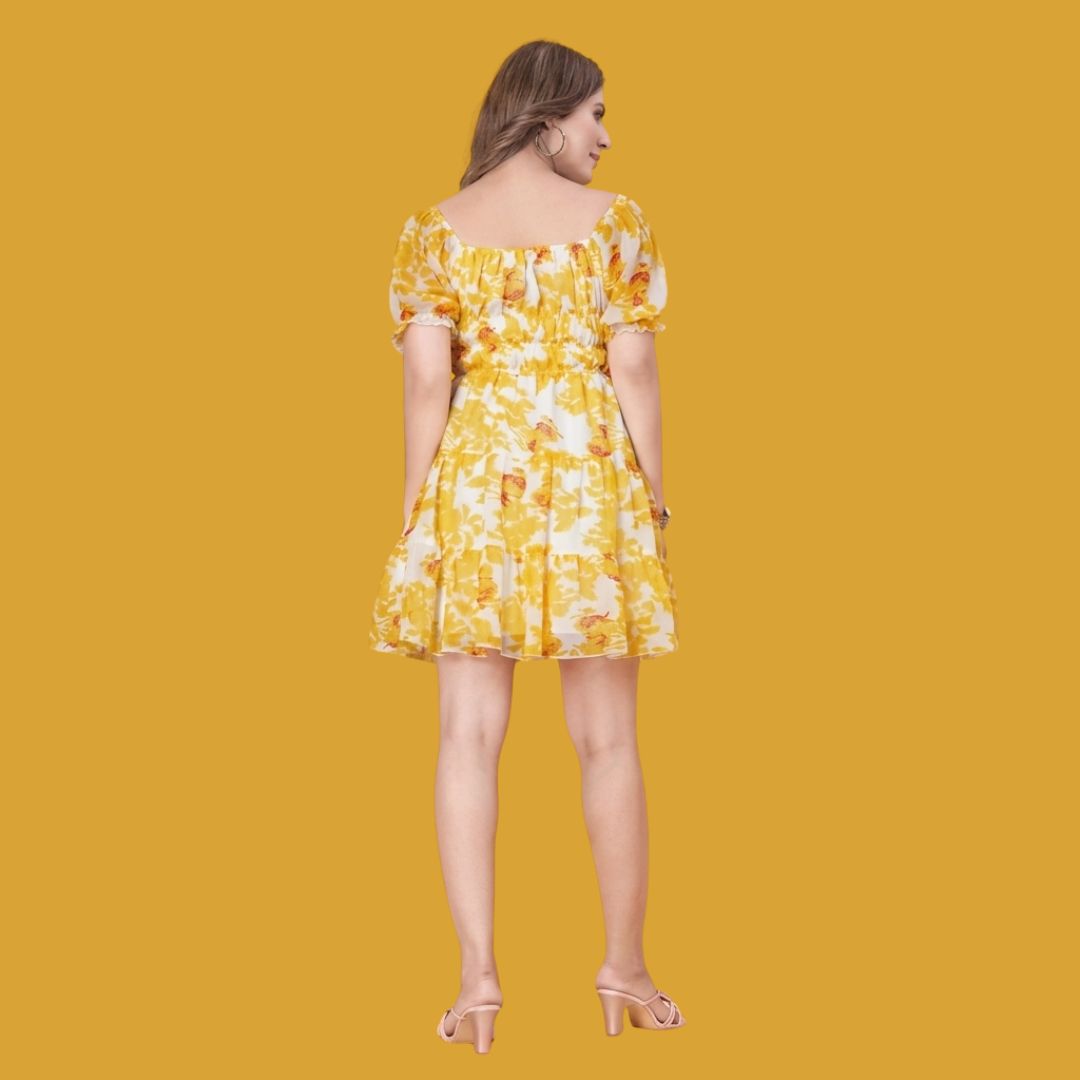 Sunshine Blossom Floral Mini Dress for Women