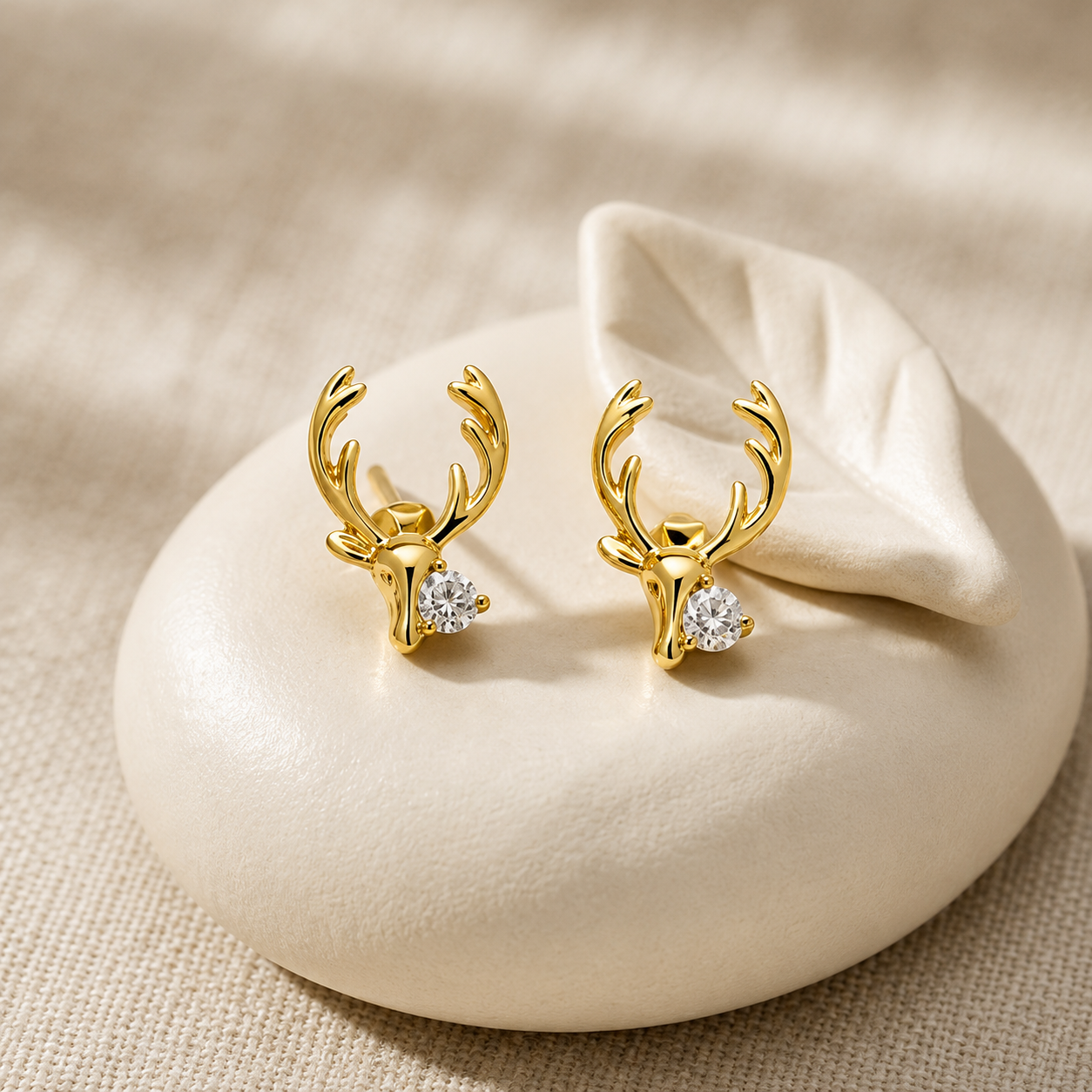 Minimalist Gold Deer Antler Drop Earrings for Women | Gold Plated Stainless Steel Adjustable Earrings | Ethnic & Casual Jewelry
