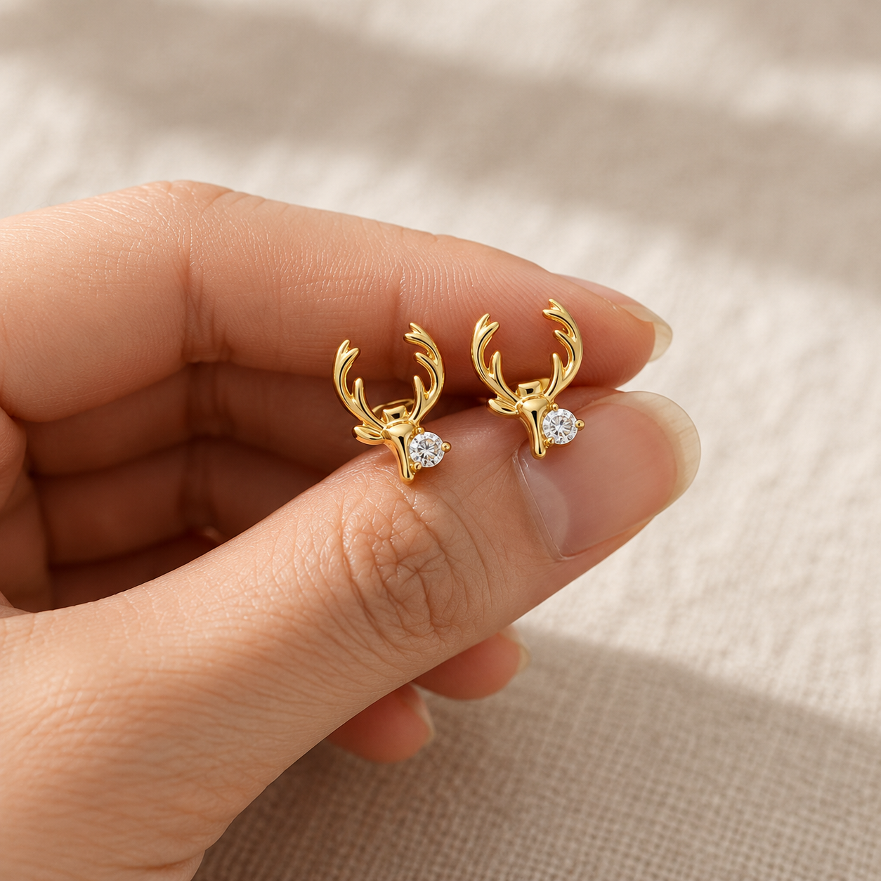 Minimalist Gold Deer Antler Drop Earrings for Women | Gold Plated Stainless Steel Adjustable Earrings | Ethnic & Casual Jewelry