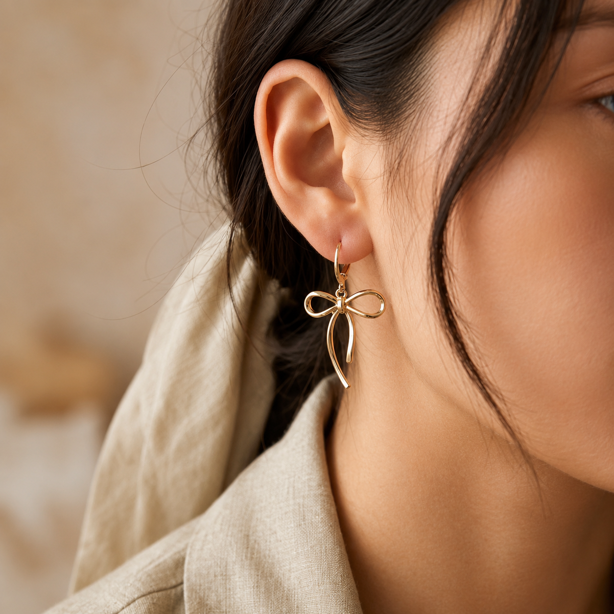 4 Pairs Gold Plated Pearl Stud Earrings Set for Women | Adjustable Brass Hoop Earrings | Floral, Bow, Shell & Sun Charm Earrings | Western Casual Jewelry
