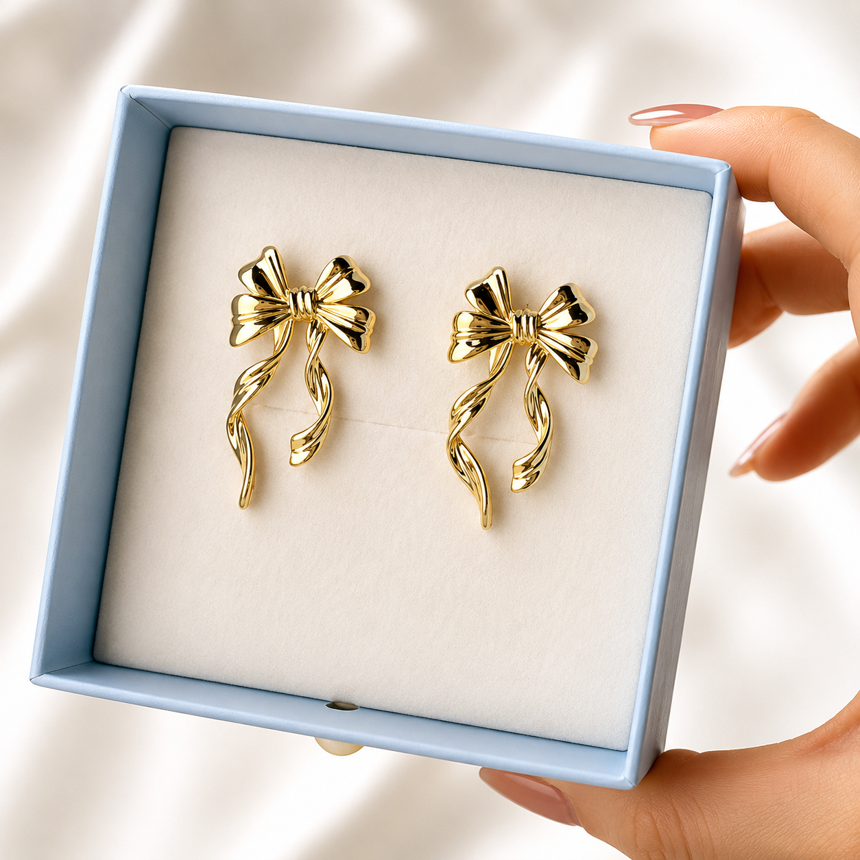 Gold Plated Minimal Bow Drop Earrings for Women | Elegant Lightweight Alloy Earrings | Trendy Casual & Ethnic Jewelry