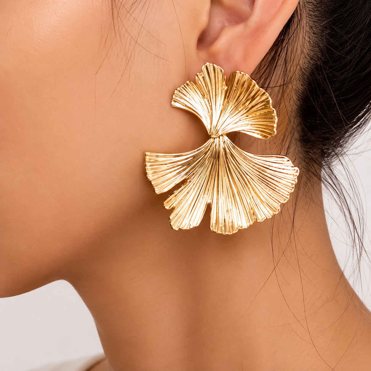 Gold Plated Ginkgo Leaf Chandelier Earrings for Women | Statement Tassel Party Earrings | Lightweight Alloy Fashion Jewelry