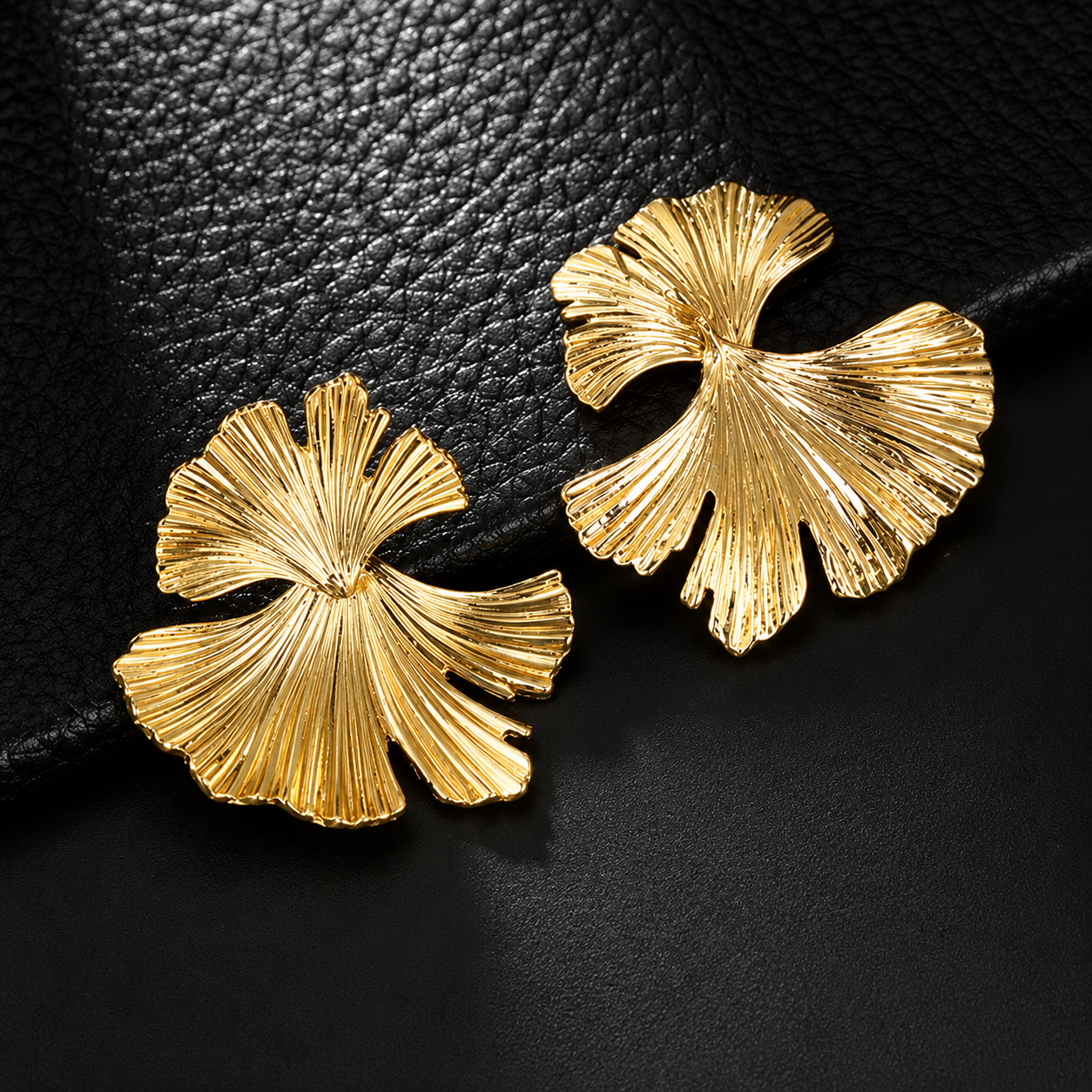 Gold Plated Ginkgo Leaf Chandelier Earrings for Women | Statement Tassel Party Earrings | Lightweight Alloy Fashion Jewelry