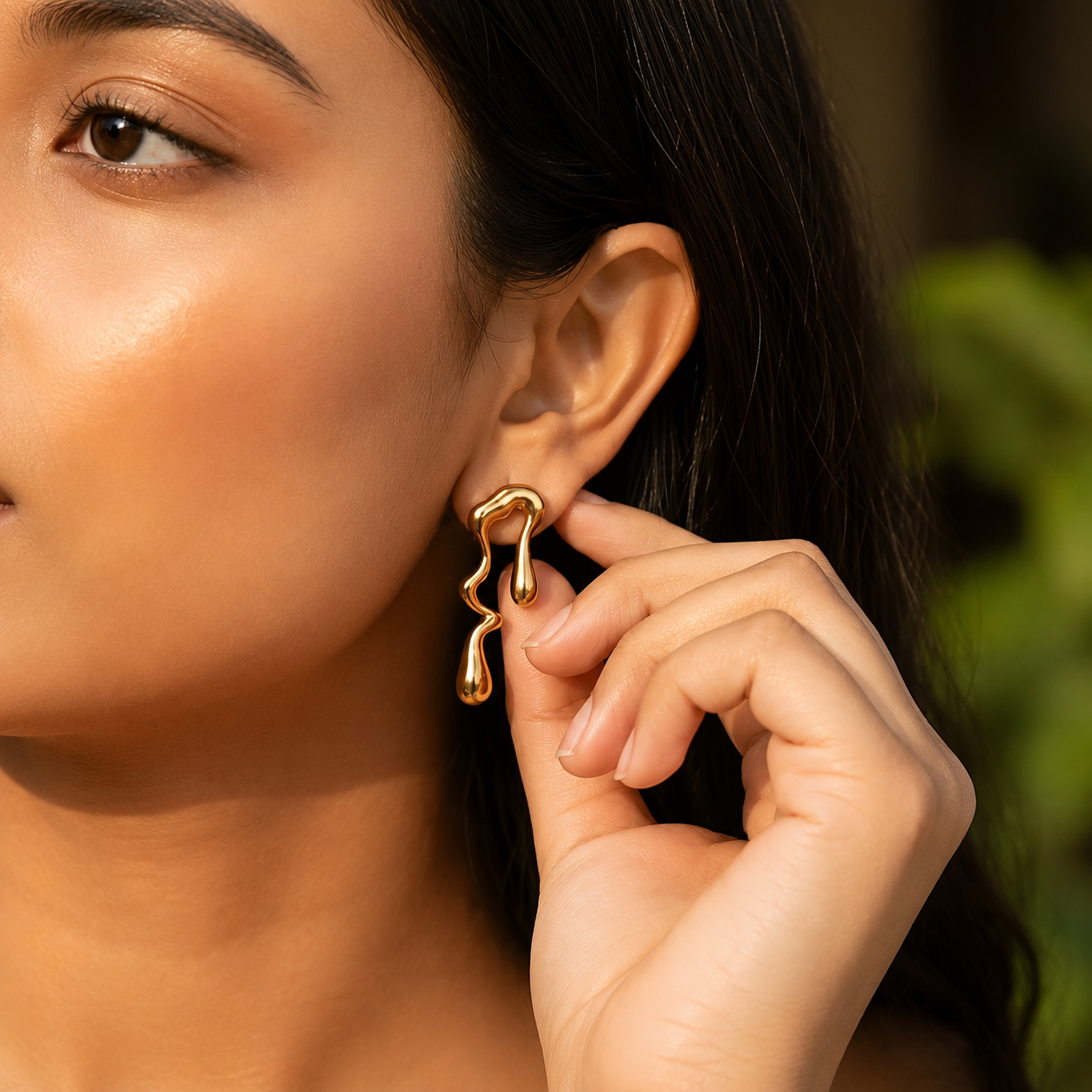 Gold Plated Minimalist Abstract Drop Earrings for Women | Stainless Steel Statement Earrings | Modern Western Casual Jewelry