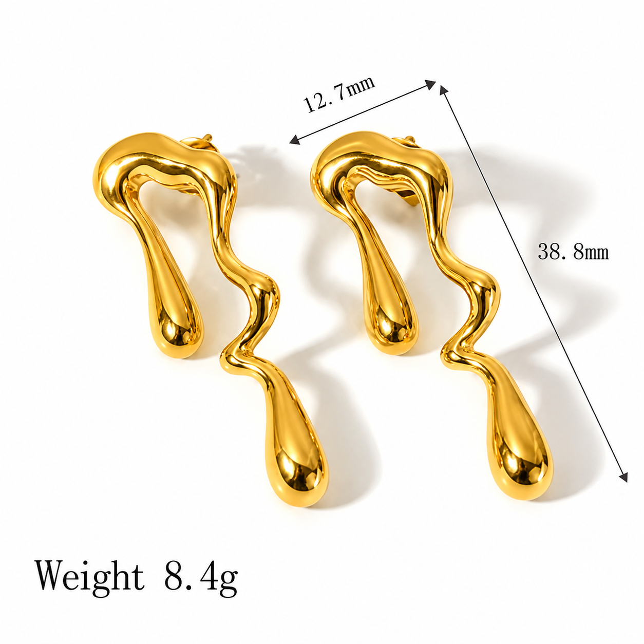 Gold Plated Minimalist Abstract Drop Earrings for Women | Stainless Steel Statement Earrings | Modern Western Casual Jewelry
