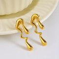 Gold Plated Minimalist Abstract Drop Earrings for Women | Stainless Steel Statement Earrings | Modern Western Casual Jewelry
