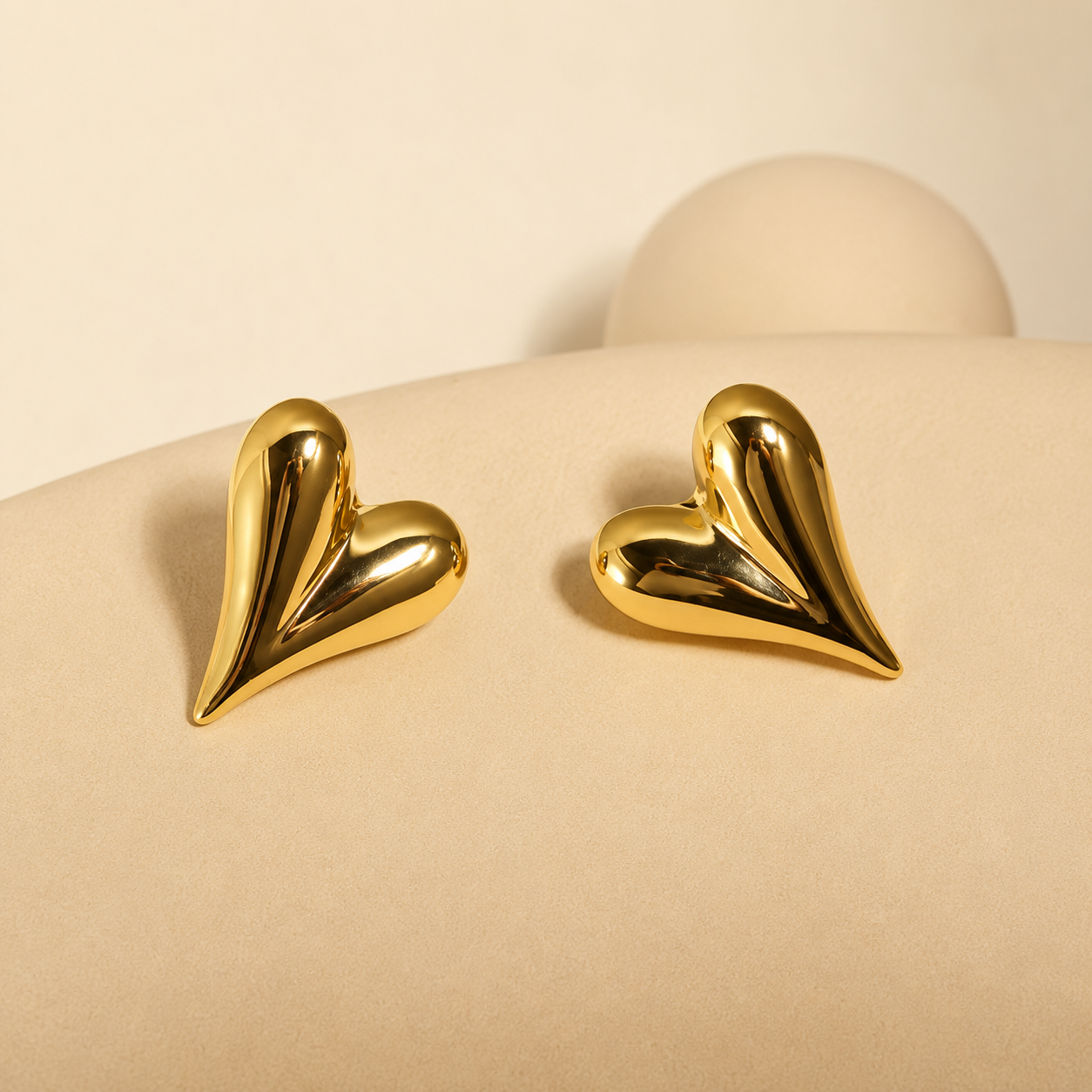 Minimalist Gold Heart Stud Earrings for Women | Gold Plated Stainless Steel Earrings | Trendy Casual Jewelry
