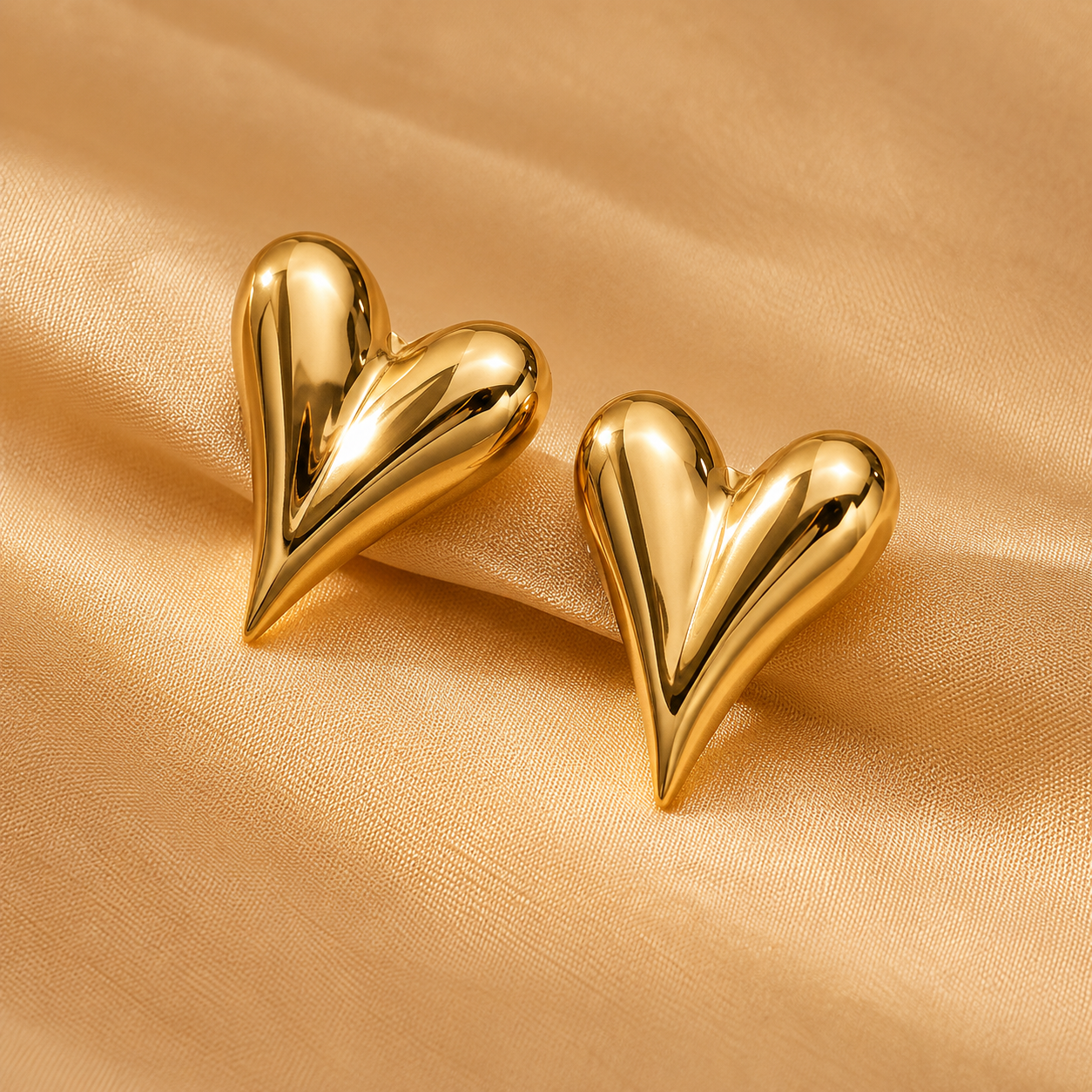 Minimalist Gold Heart Stud Earrings for Women | Gold Plated Stainless Steel Earrings | Trendy Casual Jewelry