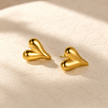 Minimalist Gold Heart Stud Earrings for Women | Gold Plated Stainless Steel Earrings | Trendy Casual Jewelry